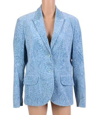 Escada Sport Blazer in Blue. Size 42. Small stain on pocket. From the collection of Jane Morgan.