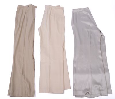Three Pairs of Escada Pants. Sizes 40 and 42. Good condition. From the collection of Jane Morgan.