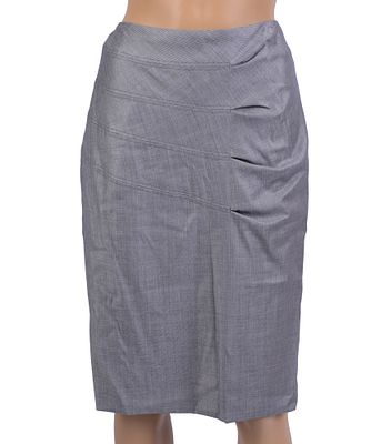 Gray Escada Skirt with Minor Ruching. Size 38. Length 24 inches, good condition. From the 