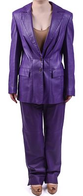 Escada Lamb Nappa Blazer and Pants in Purple. Size 40, jacket length 28 inches. Good condition. 