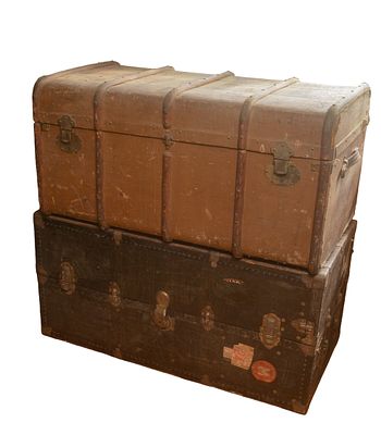 Two Steamer Trunks. 20 x 41 x 23 and 22 x 45 x 21 inches. NO SHIPPING AVAILABLE. This item must 