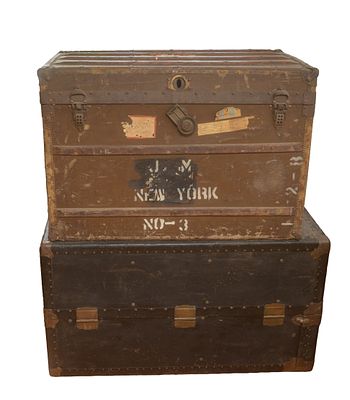 Two Steamer Trunks. 23 x 34 x 21 and 22 x 40 x 22 inches. NO SHIPPING AVAILABLE. This item must 
