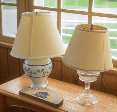 Two Table Lamps. Heights 18 and 16 inches.