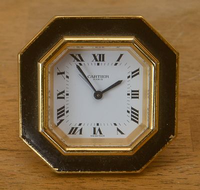 Cartier Desk Clock. 3 x 3 inches. Appears to be overwound.