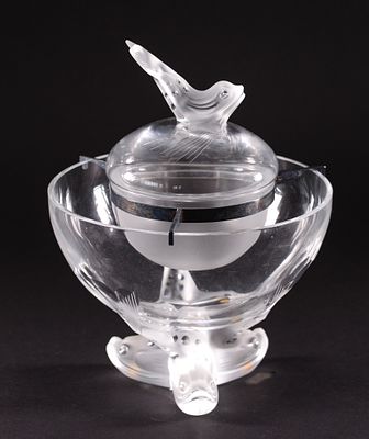 Lalique Igor Caviar Crystal Bowl. Height 11 inches, diameter 8 inches.