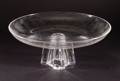 Crystal Center Bowl. Diameter 12 inches, chips at foot.