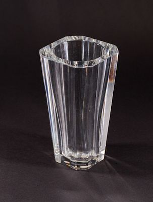 Baccarat Crystal Vase. Height 8 inches. Very good condition, acid etched mark.