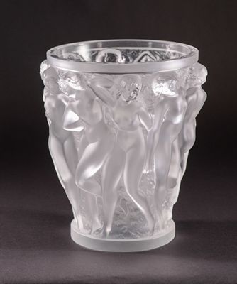 Lalique Bacchantes Vase. Height 9.5 inches. Very good condition, acid etched signature.