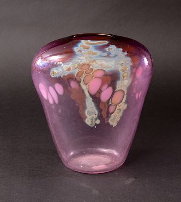 Pink Art Glass Vase. Height 10 inches. Good condition.
