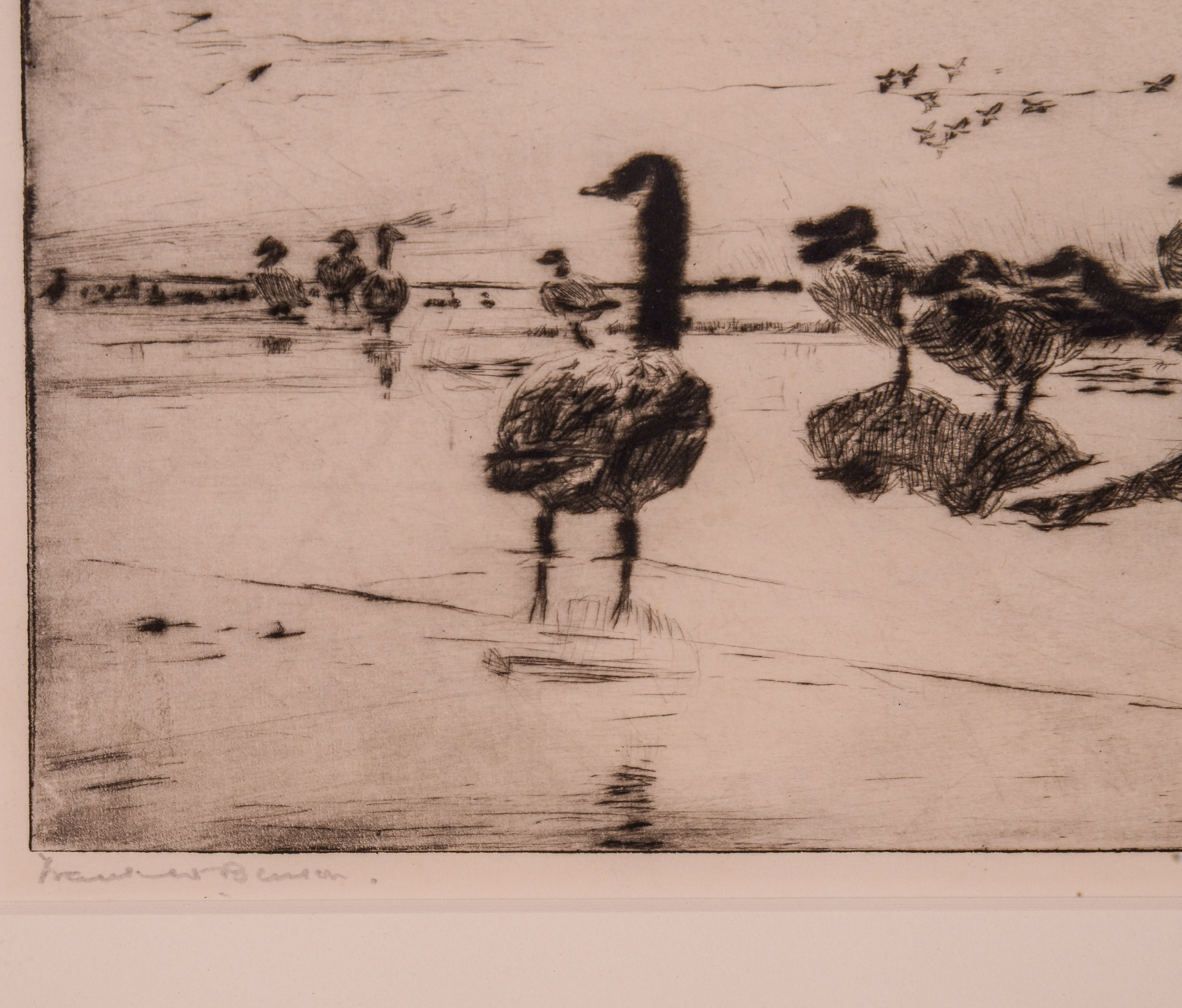 FRANK W. BENSON (1862-1951). WILD GEESE RESTING.