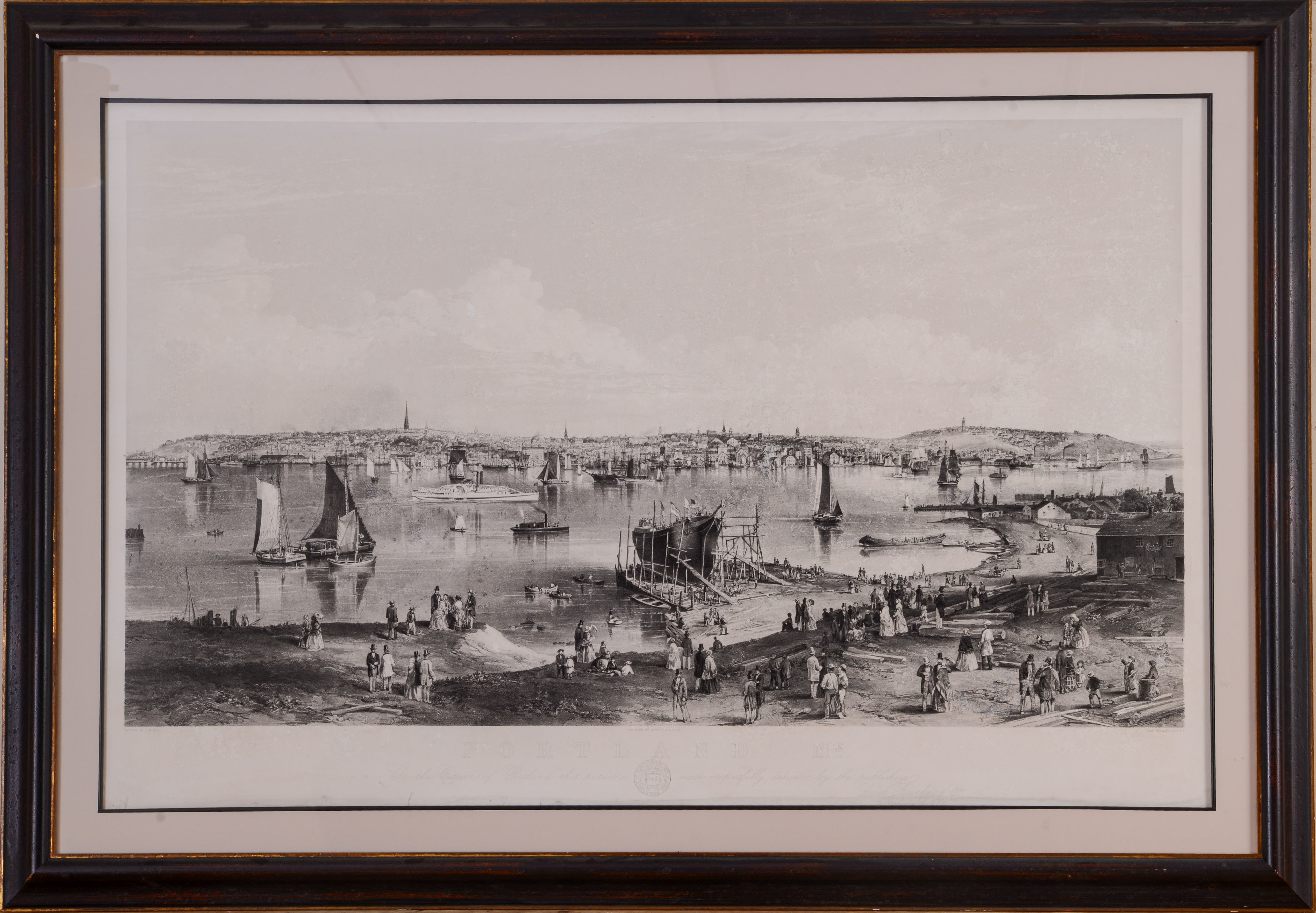 JOHN HILL'S 1855 VIEW OF PORTLAND, MAINE FROM CAPE ELIZABETH.
