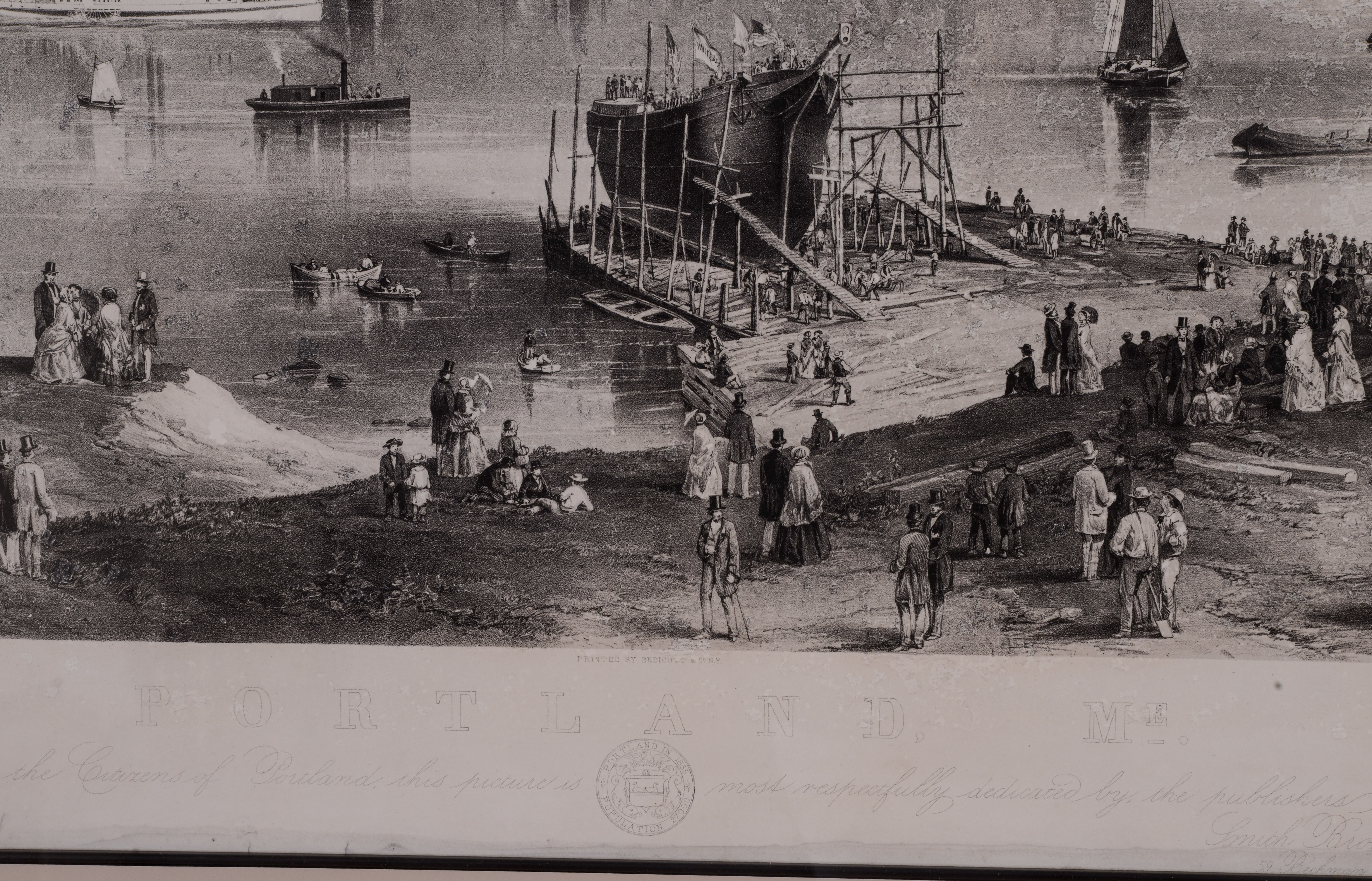 JOHN HILL'S 1855 VIEW OF PORTLAND, MAINE FROM CAPE ELIZABETH.