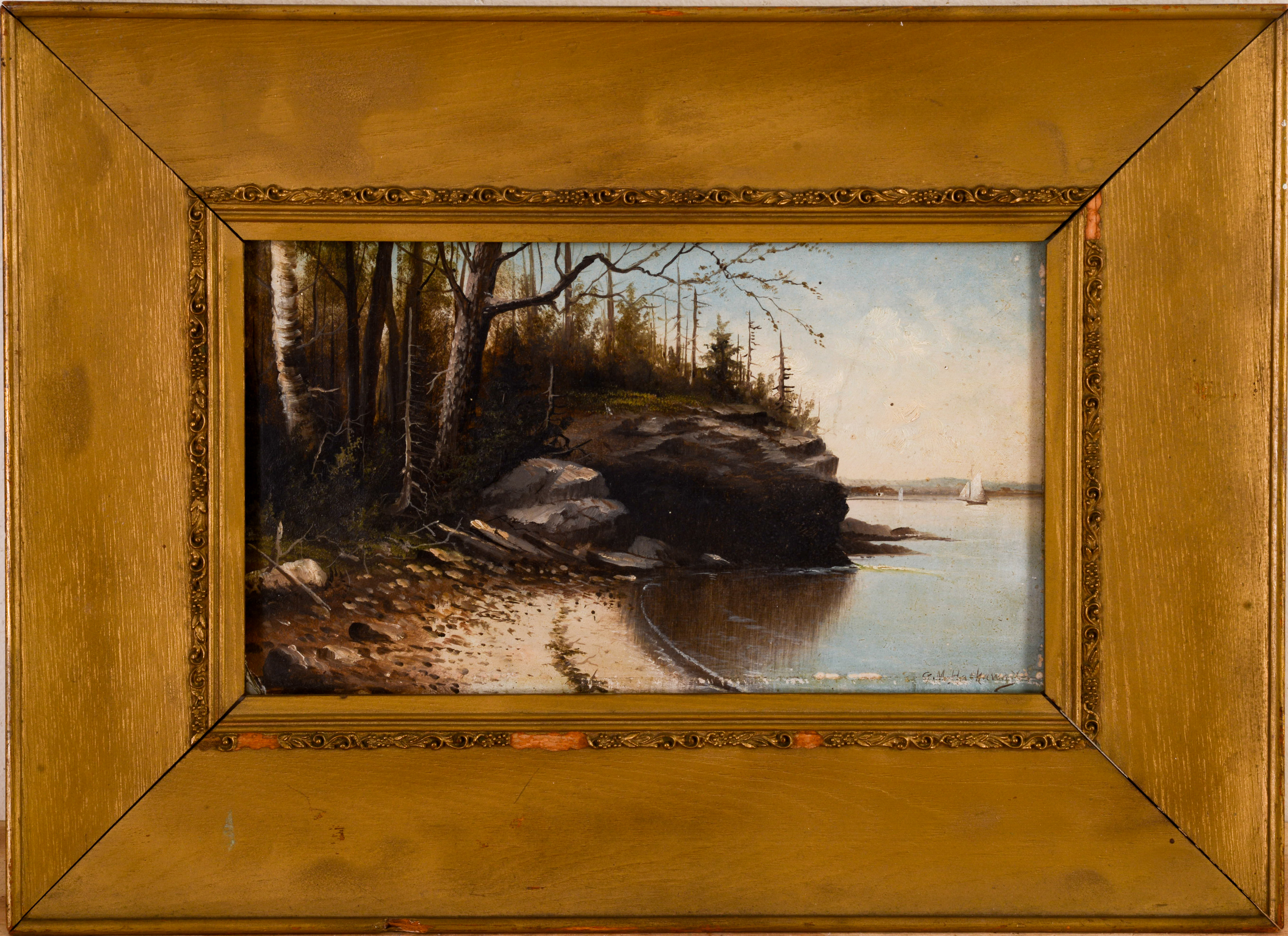 GEORGE M. HATHAWAY (1852 - 1903). SAILBOAT OFF THE COAST OF MAINE.
