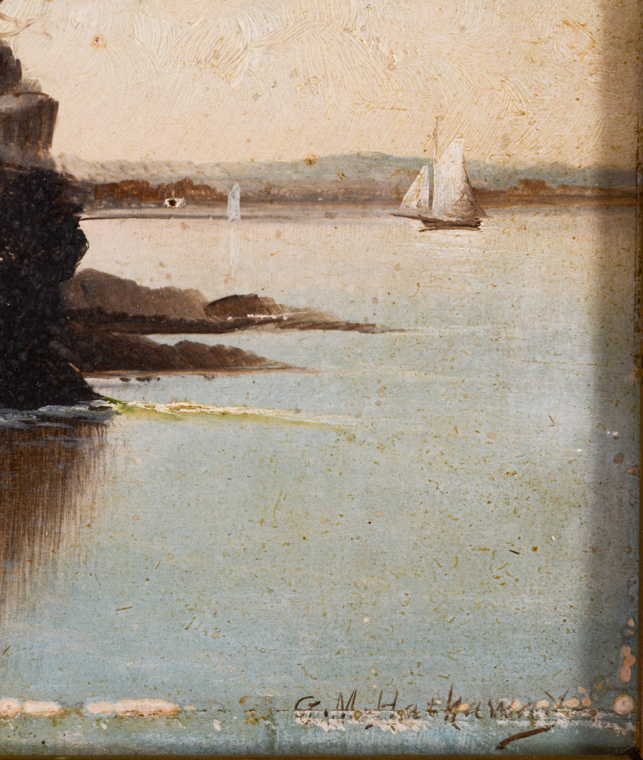 GEORGE M. HATHAWAY (1852 - 1903). SAILBOAT OFF THE COAST OF MAINE.