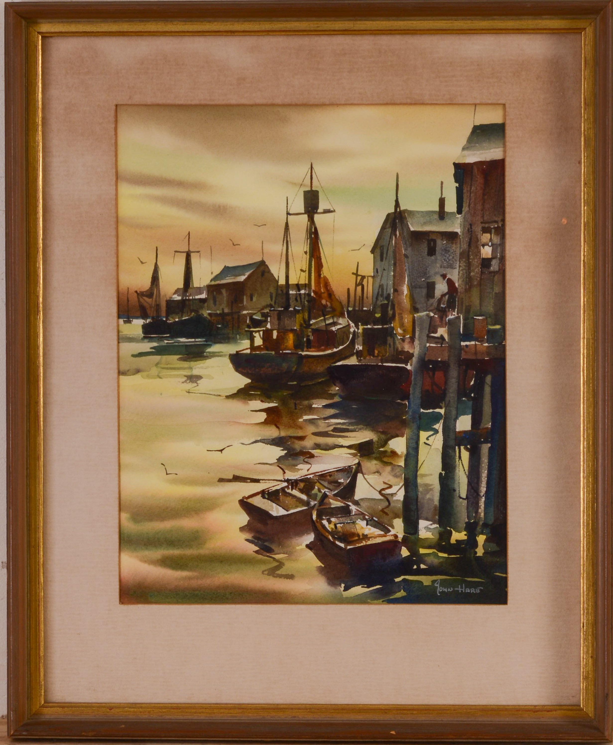 JOHN CUTHBERT HARE (1908-1978). GLOUCESTER DOCK SCENE.