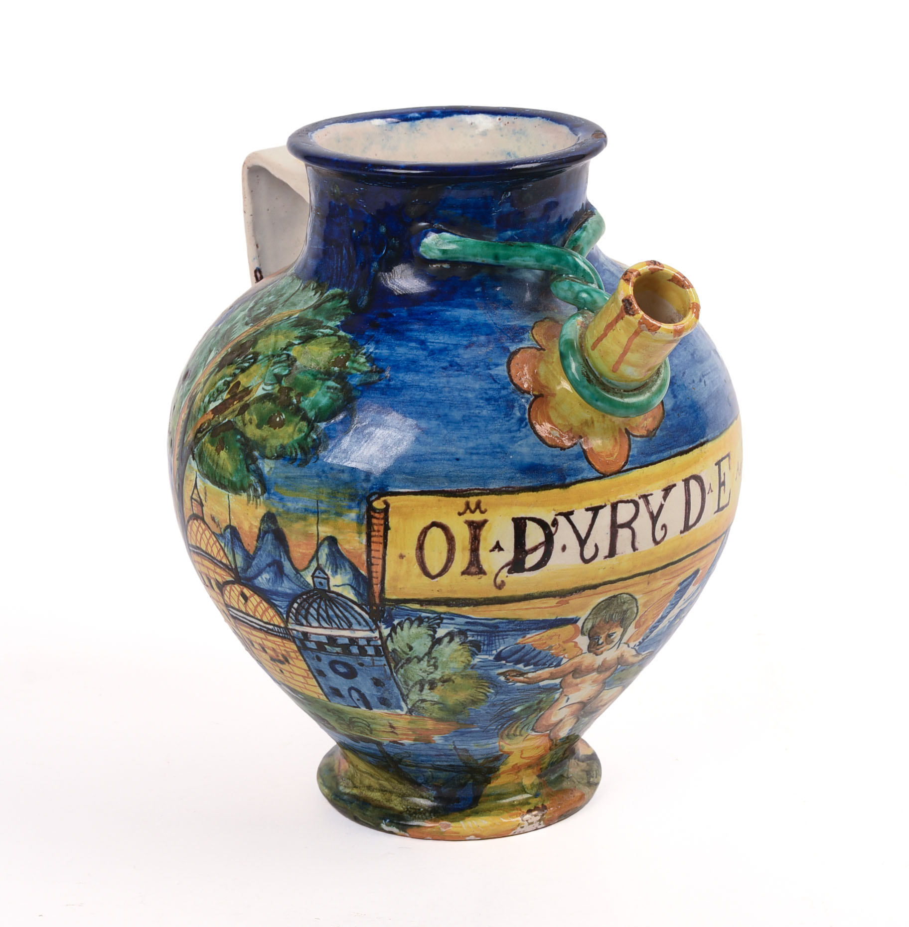Italian Majolica Apothecary Jar.