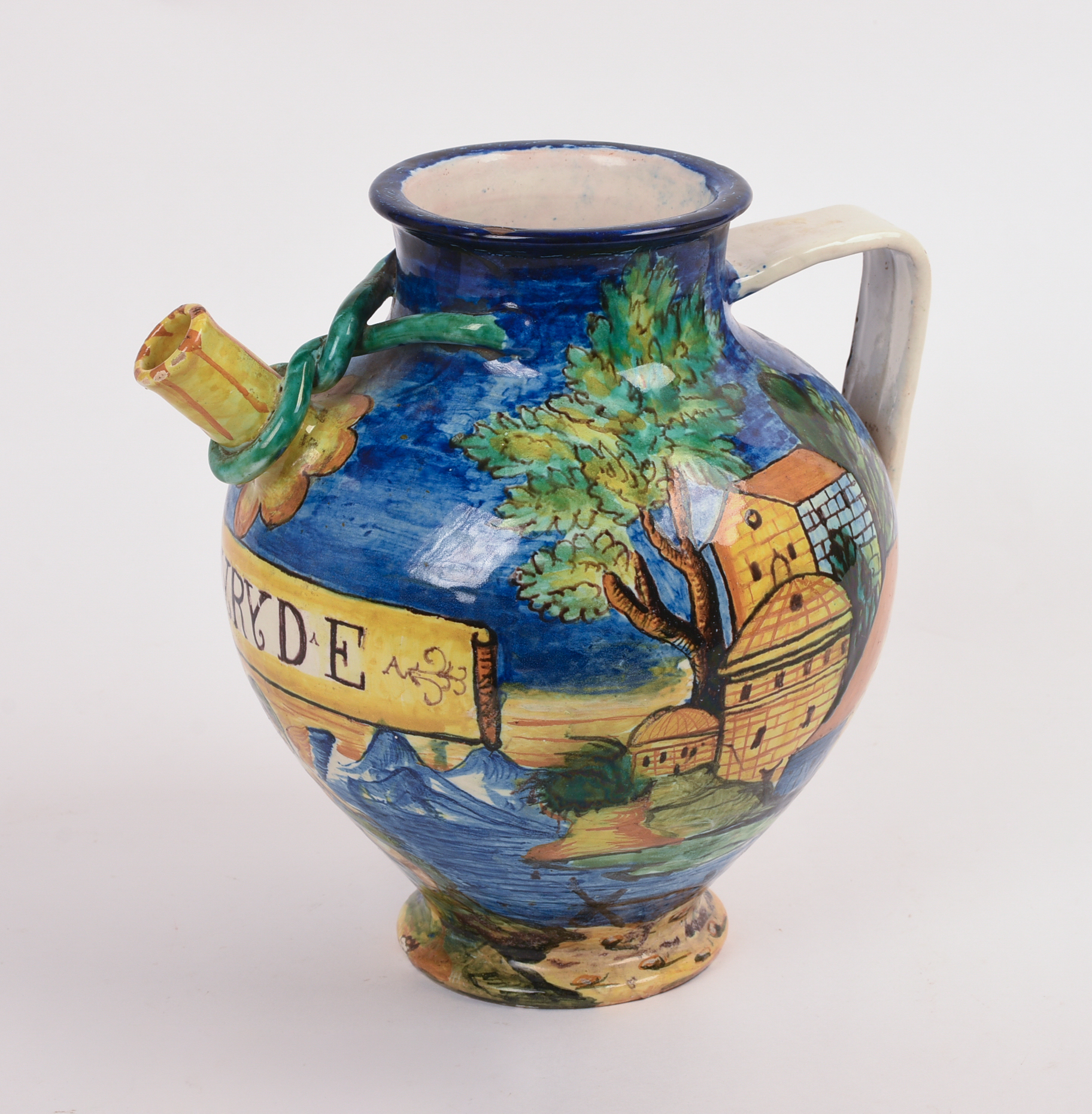 Italian Majolica Apothecary Jar.