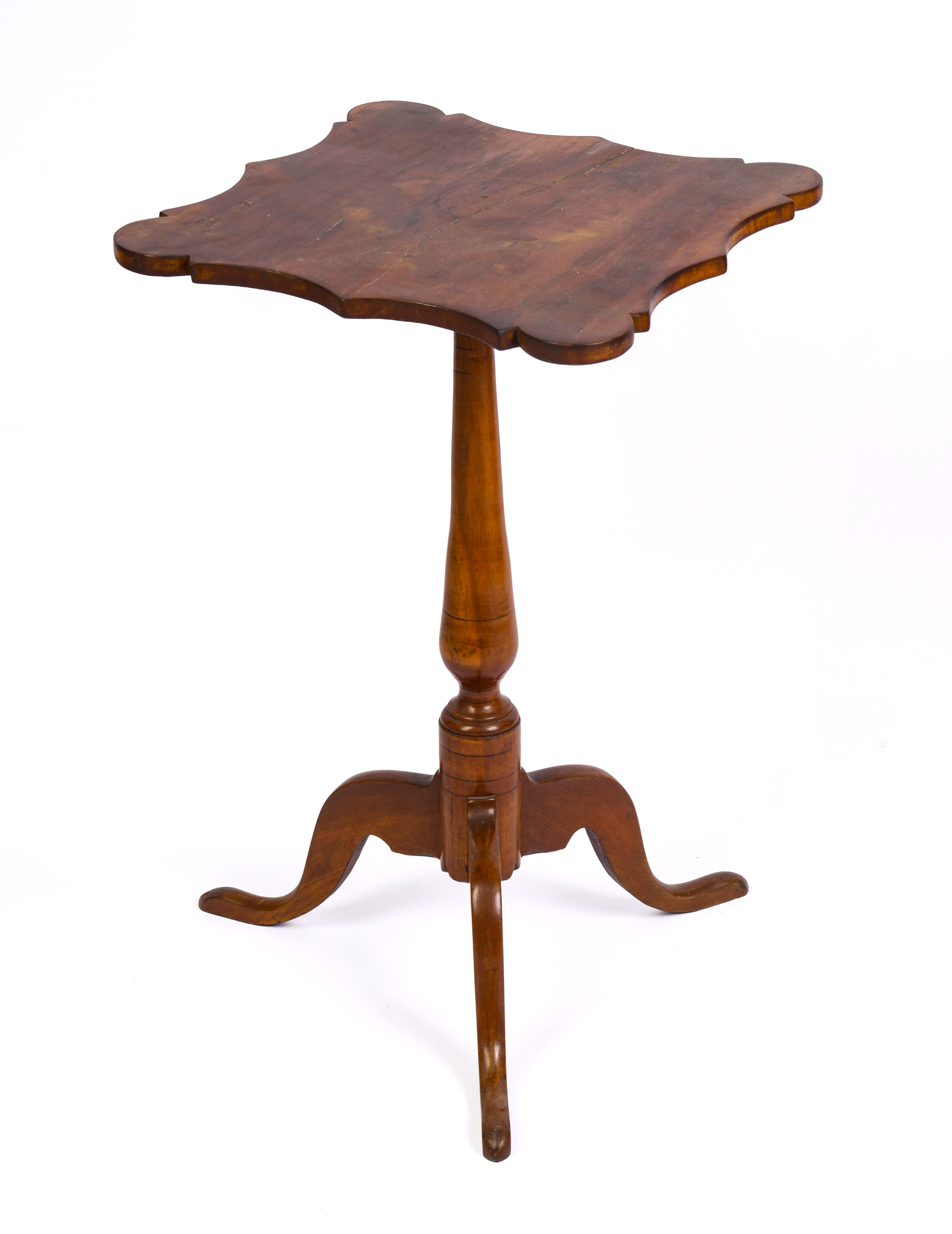 NEW ENGLAND TURTLE TOP CANDLE STAND.