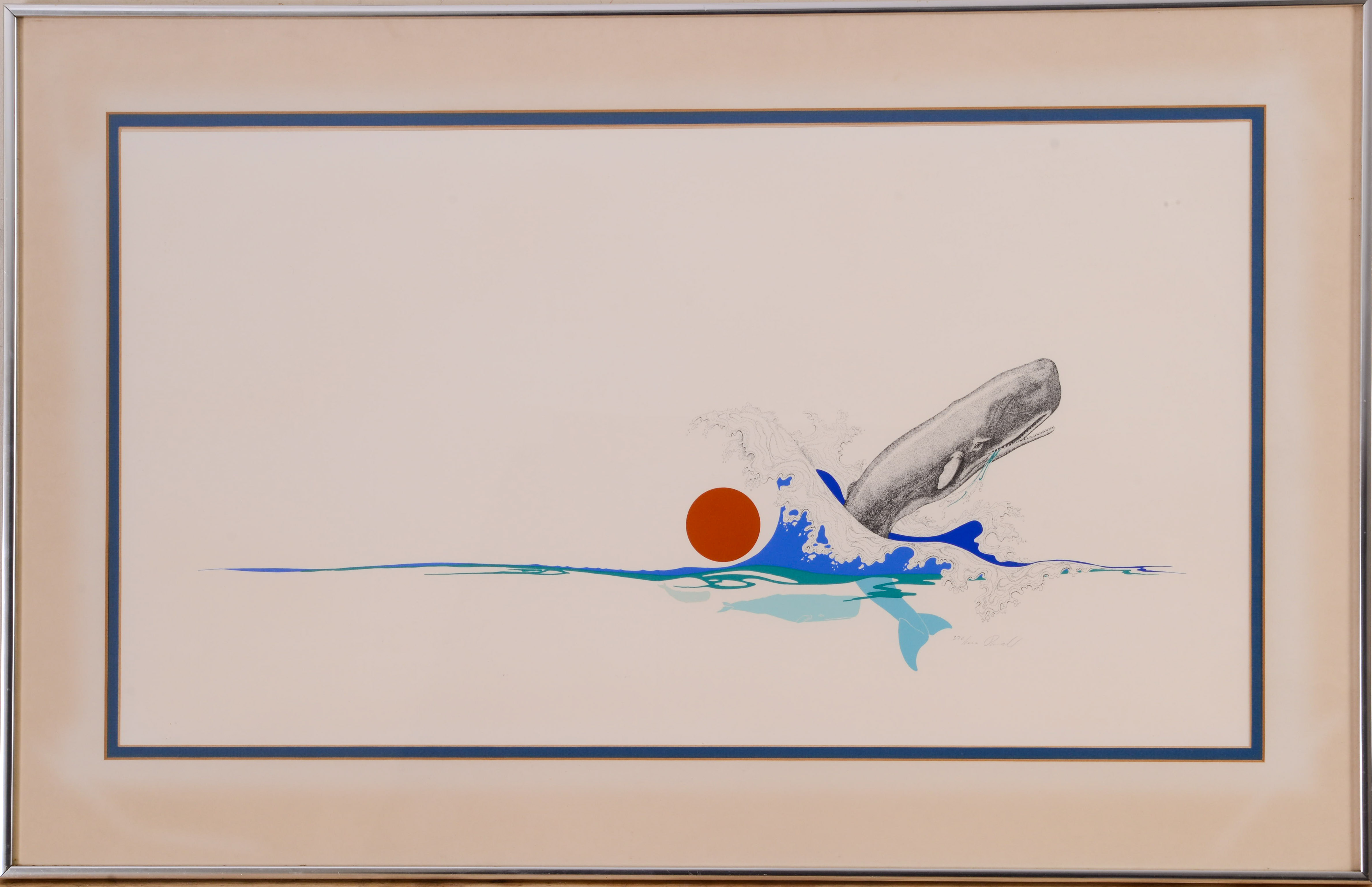 PETER PARNELL SIGNED PRINT WITH WHALE.