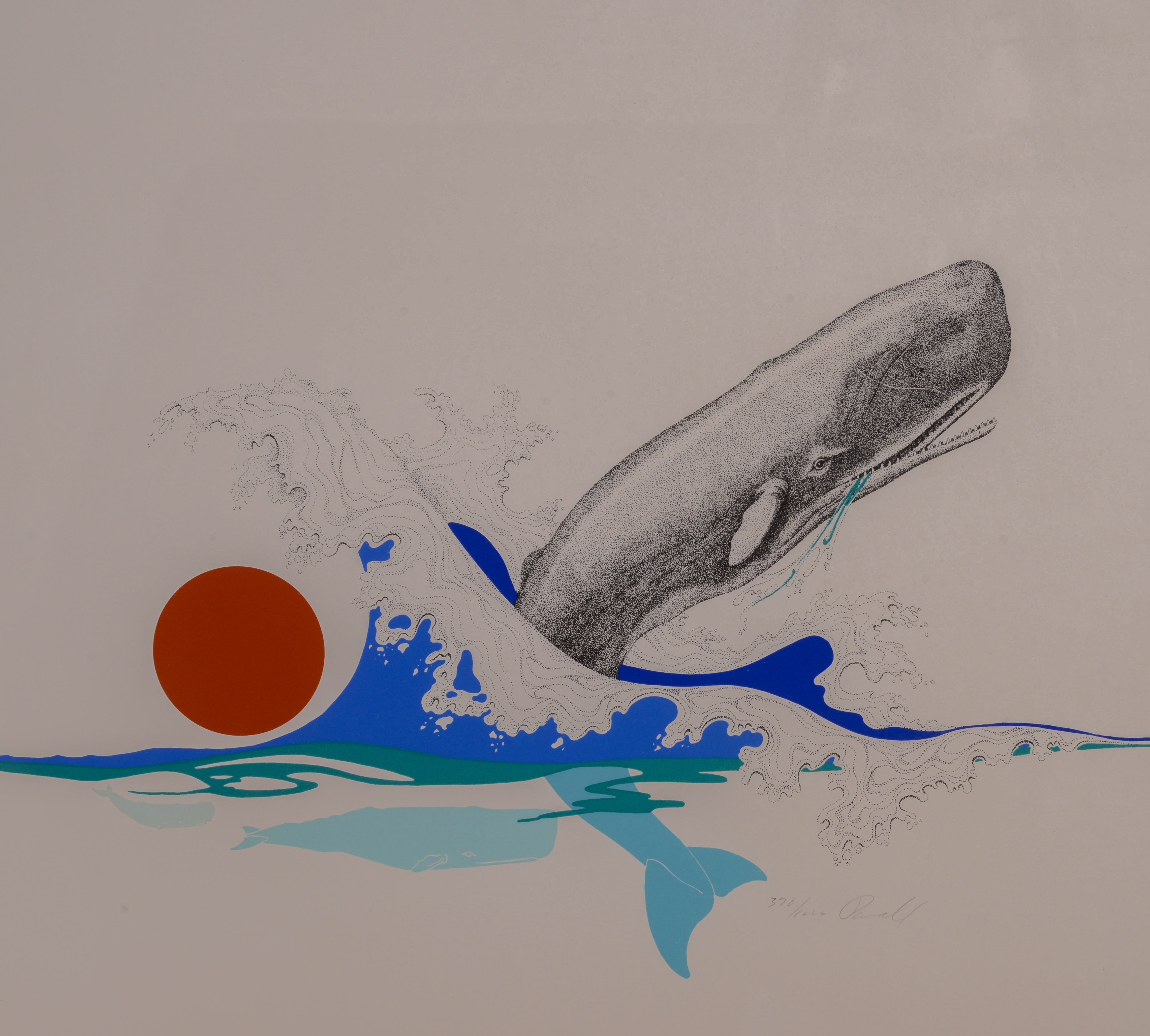PETER PARNELL SIGNED PRINT WITH WHALE.