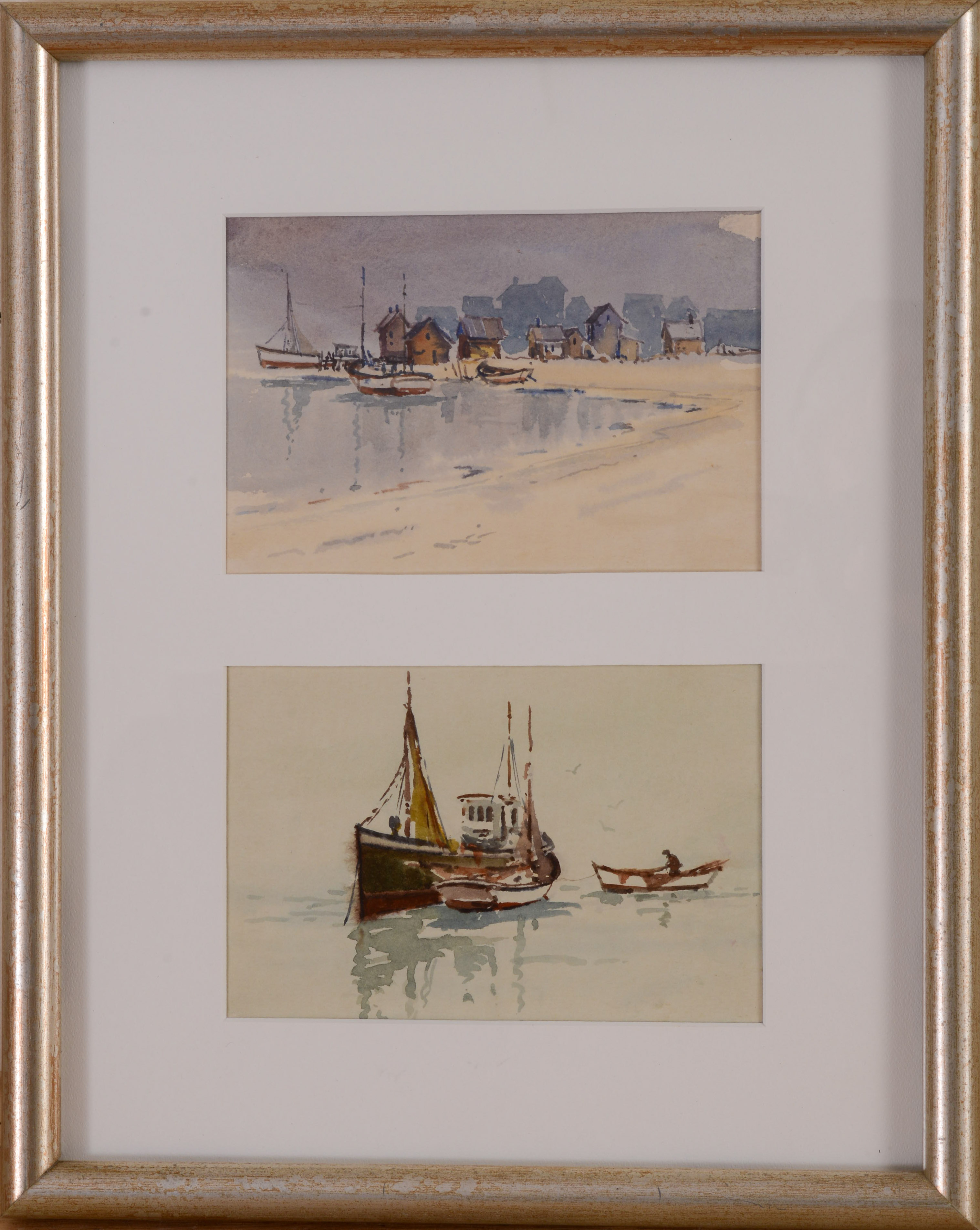CAPE ANN WATERS FRAMED WATERCOLORS.