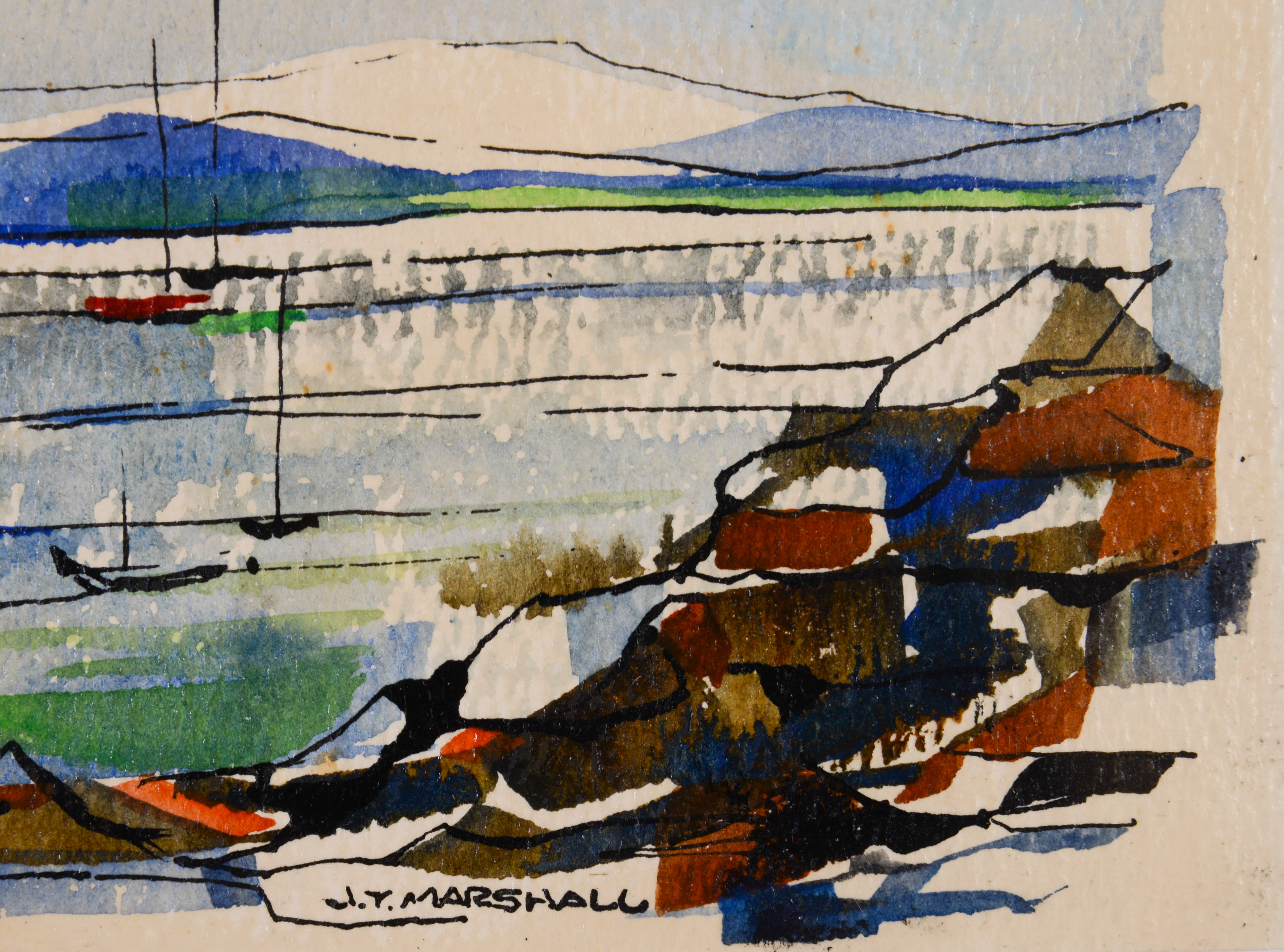 J THURSTON MARSHALL (1908-1982). SAILBOATS IN HARBOR.