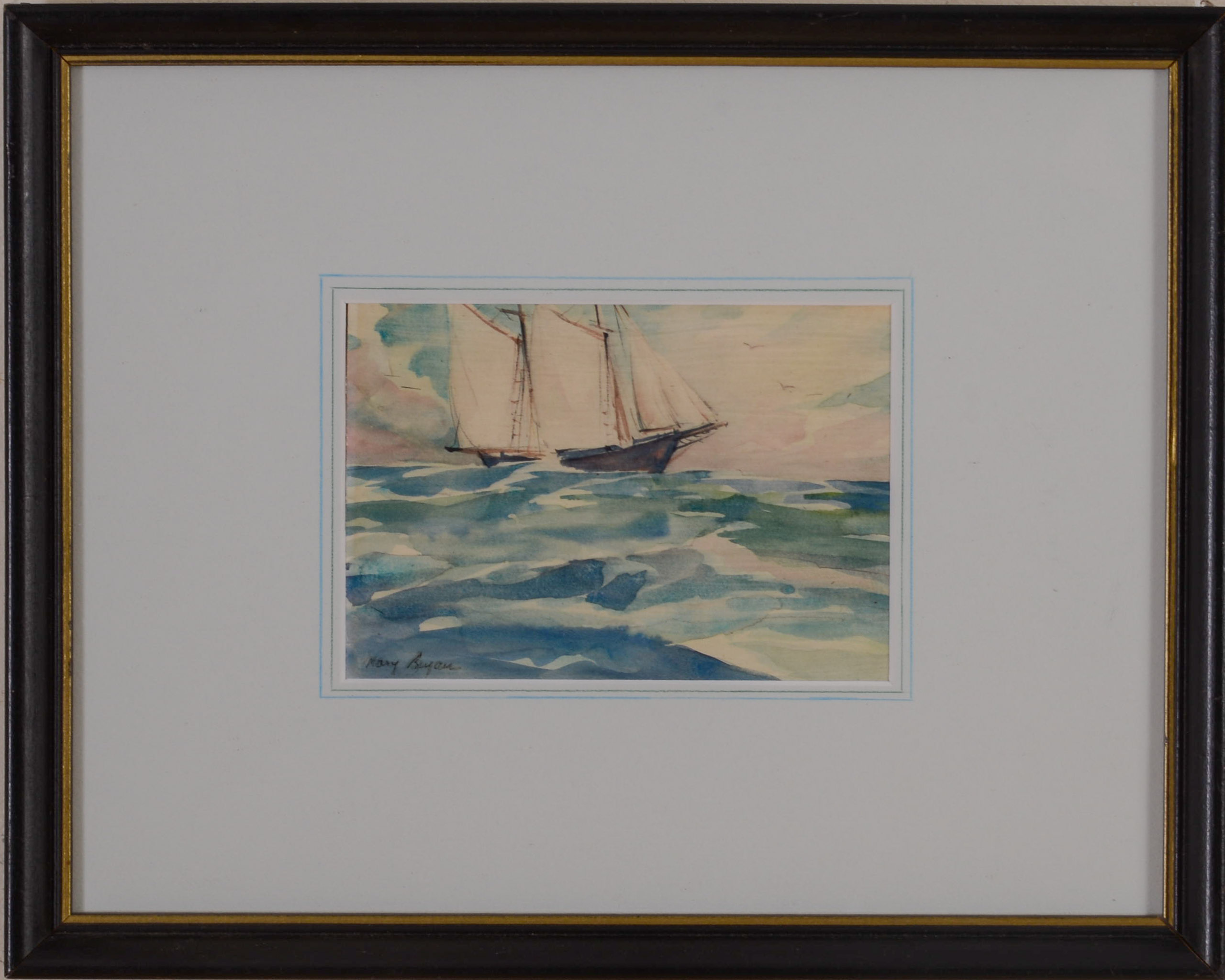 MARY TAYLOR BRYAN (1907-1978). SCHOONER OFF CAPE ANNE.