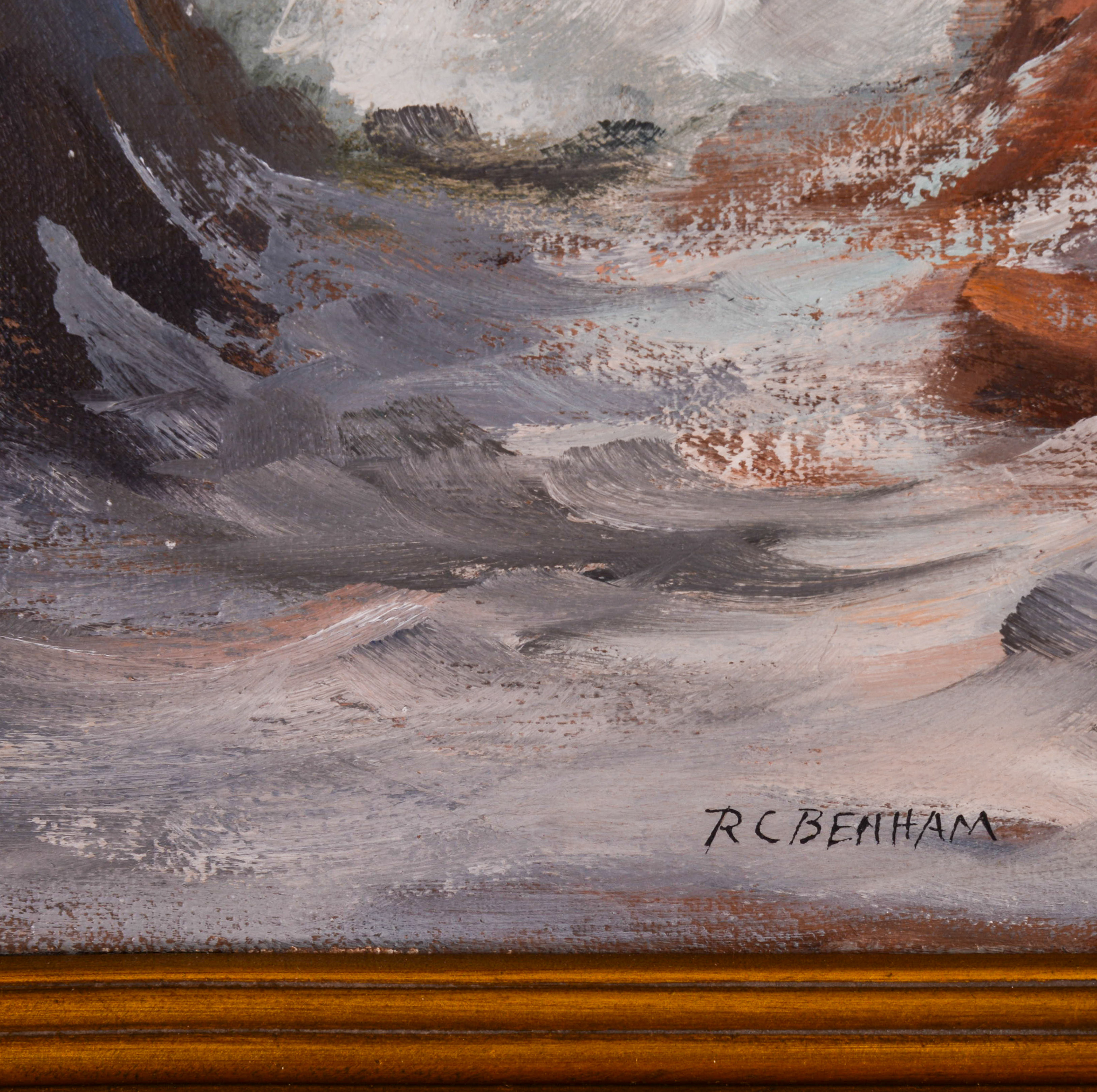 ROBERT BENHAM (1908-2002). CRASHING SURF, THATCHER'S ISLAND TWIN LIGHTS.
