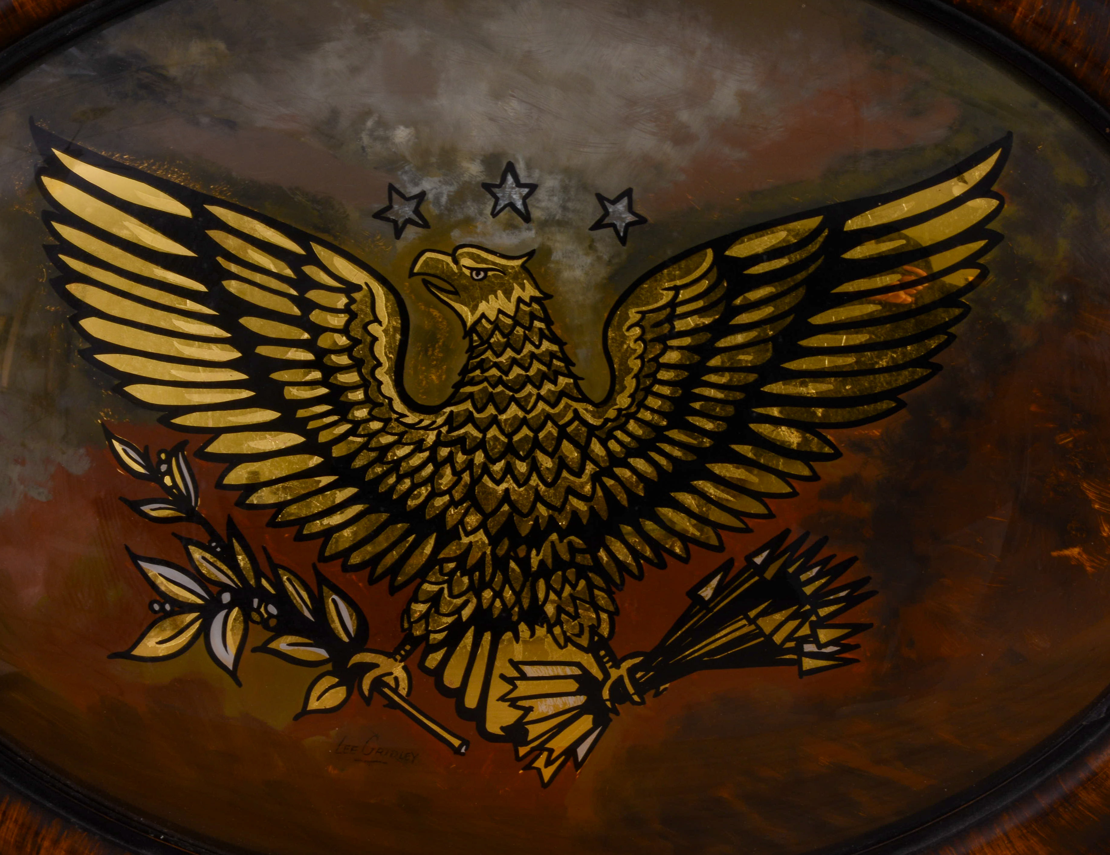 REVERSE PAINTING ON GLASS OF EAGLE.