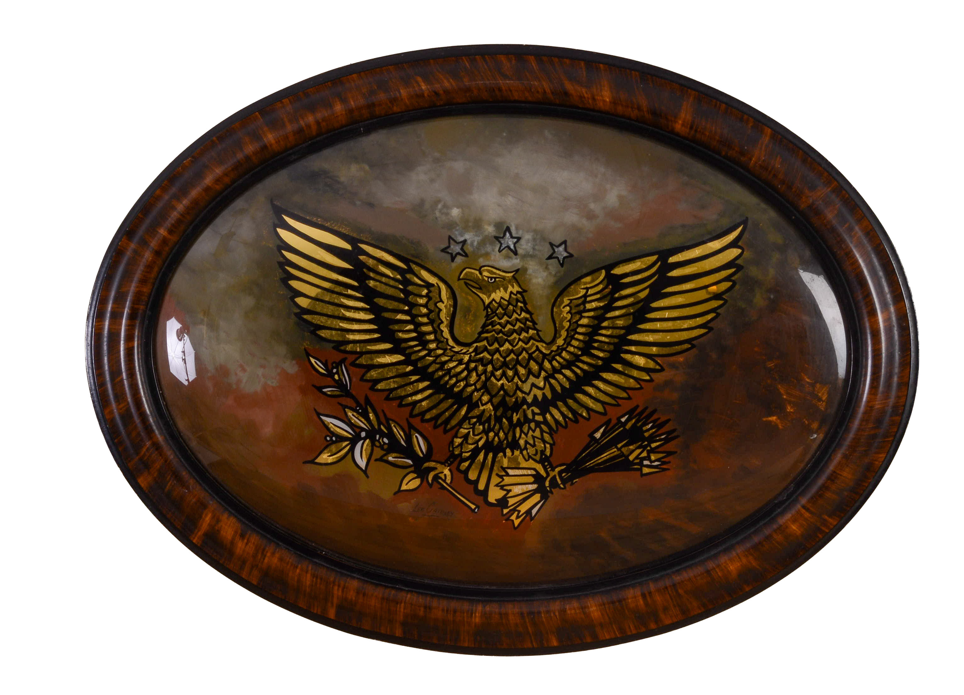 REVERSE PAINTING ON GLASS OF EAGLE.