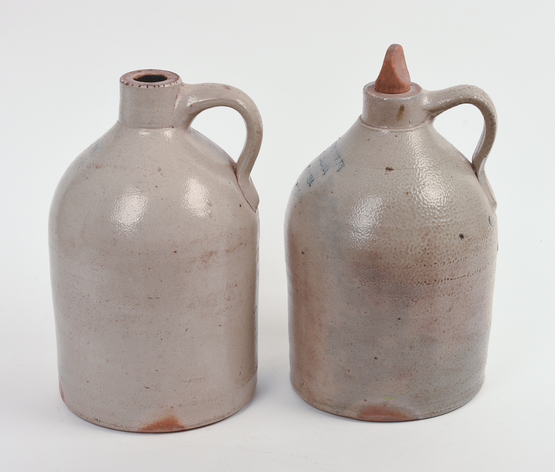 TWO STONEWARE CROCKS.