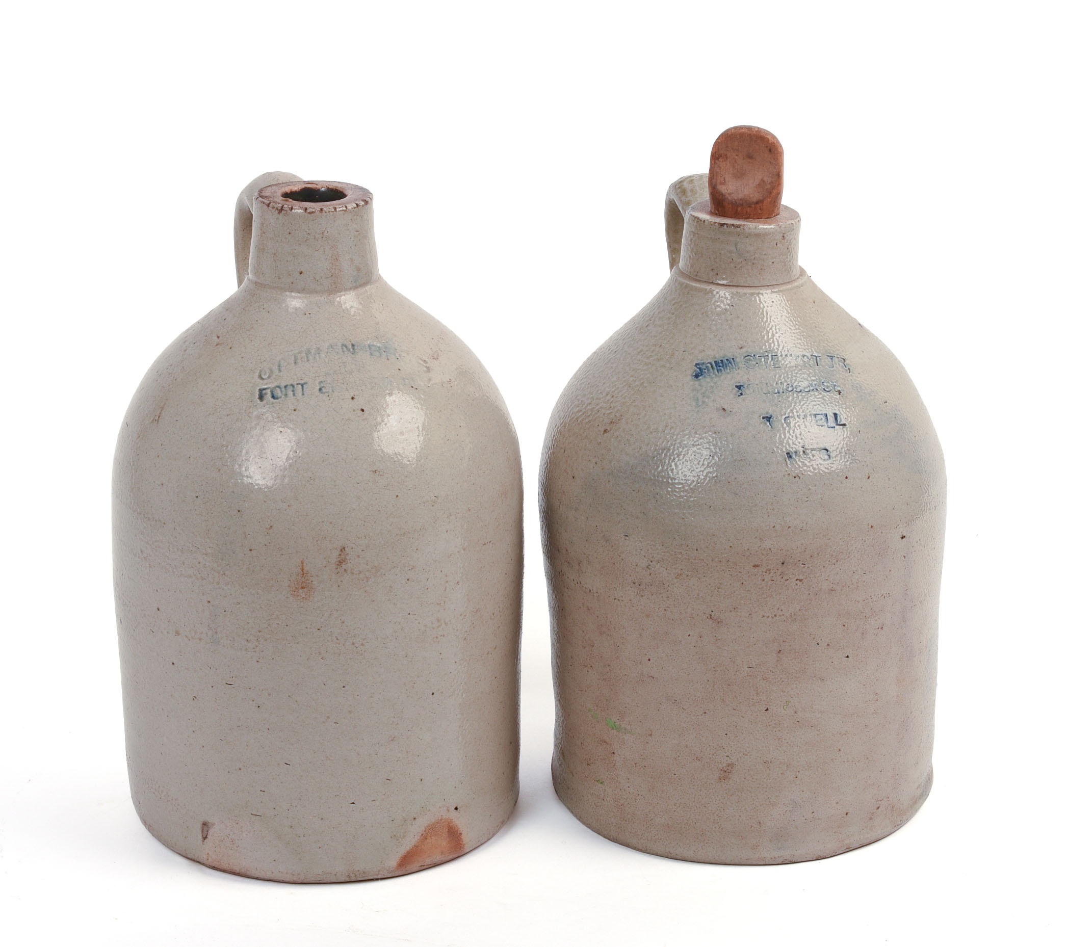 TWO STONEWARE CROCKS.
