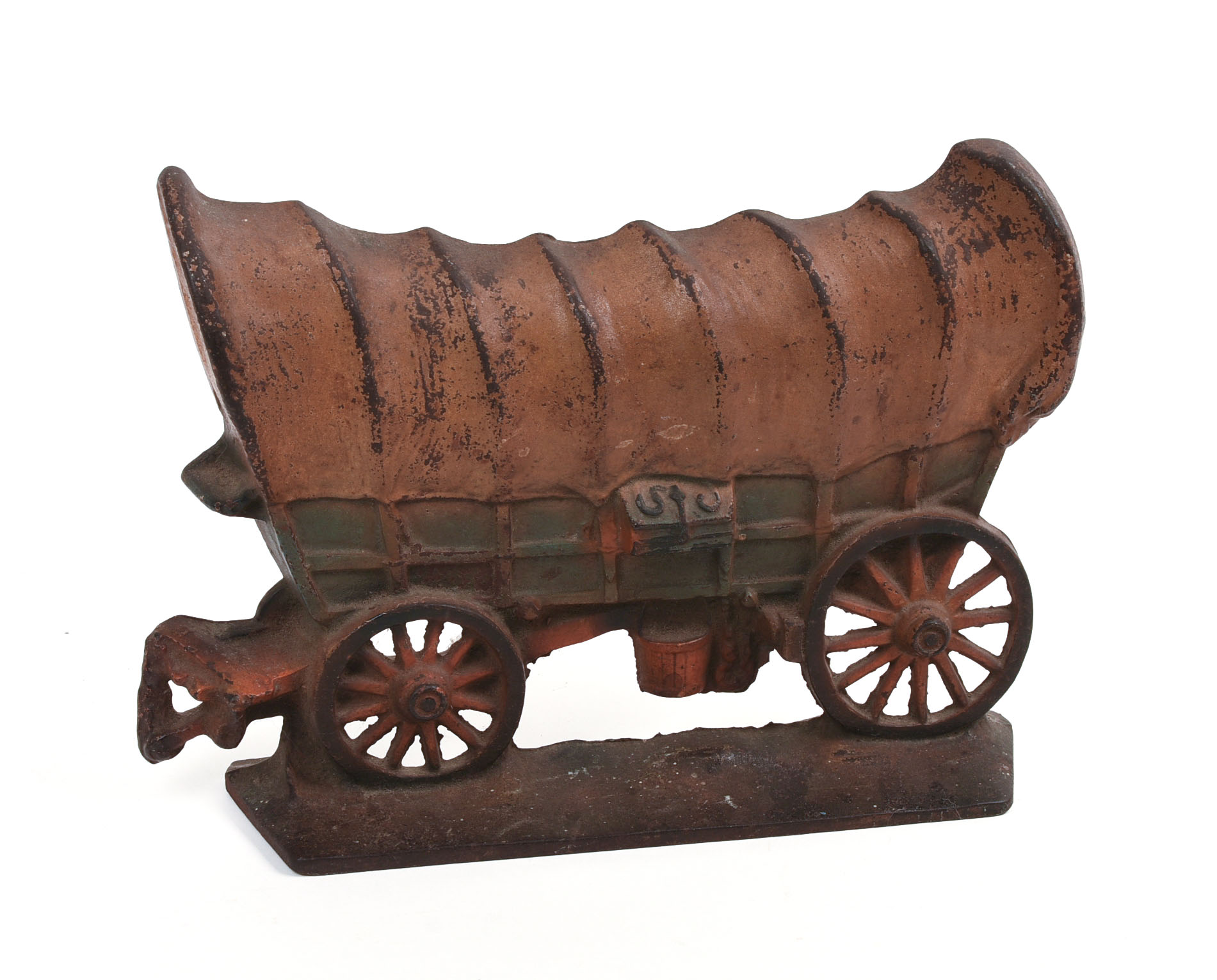 CAST IRON CONESTOGA WAGON DOORSTOP.