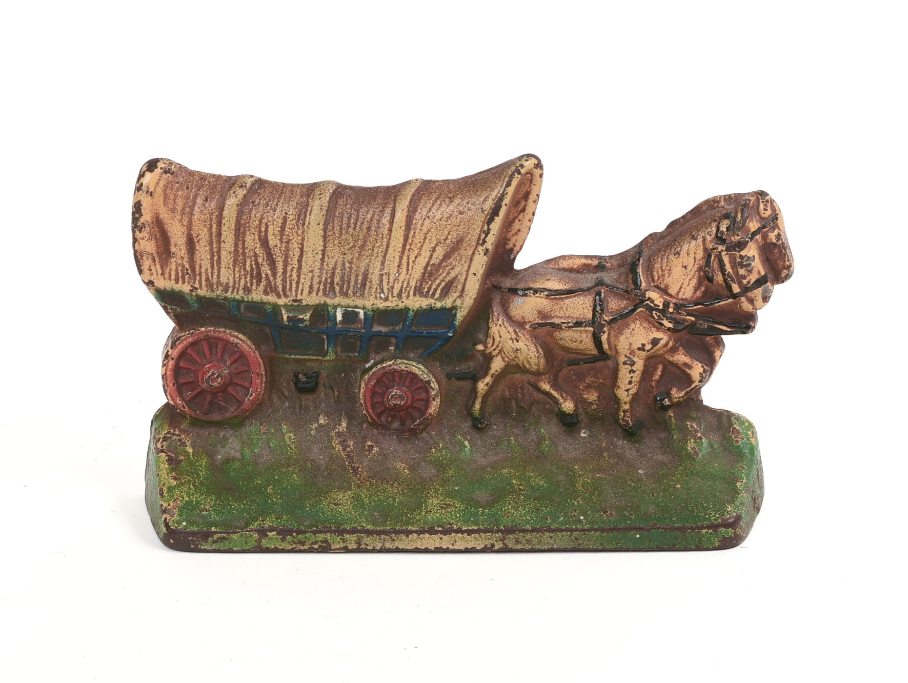 HUBLEY COVERED WAGON DOORSTOP.