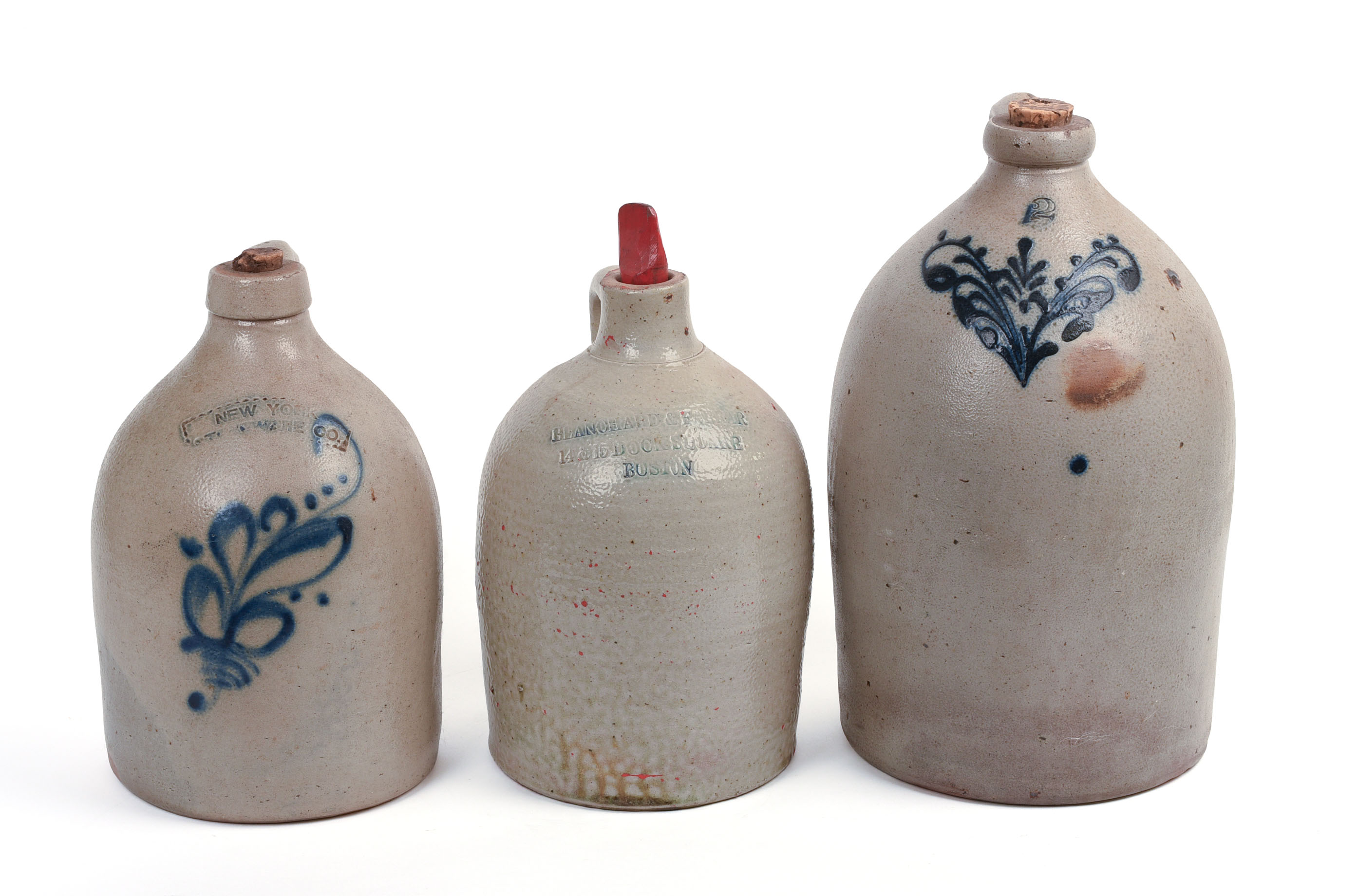 THREE STONEWARE JUGS.