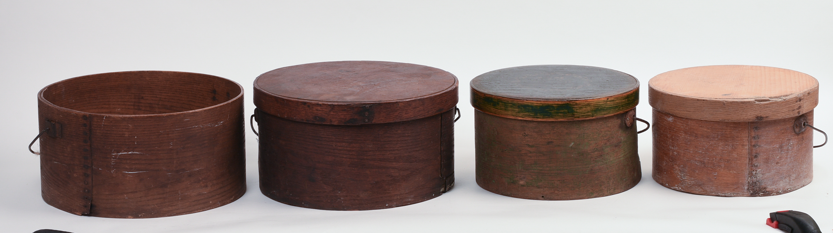 FOUR BALE HANDLED PANTRY BOXES.