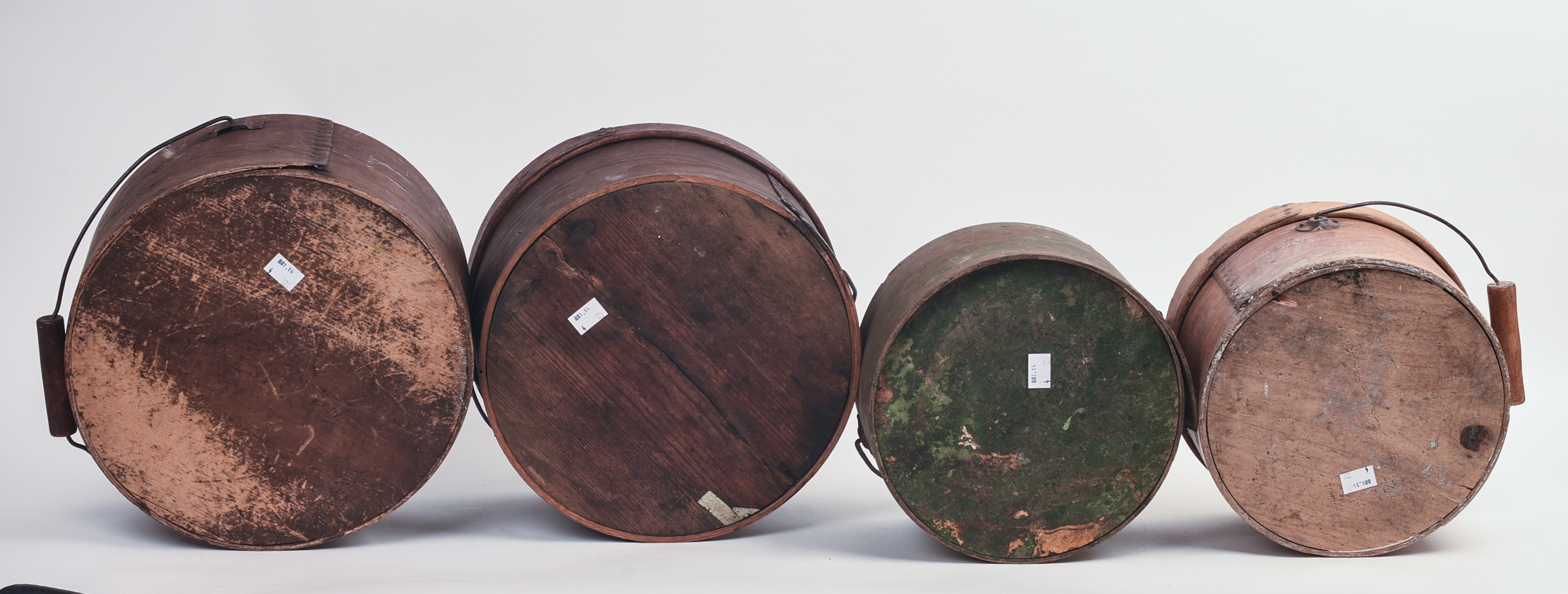 FOUR BALE HANDLED PANTRY BOXES.