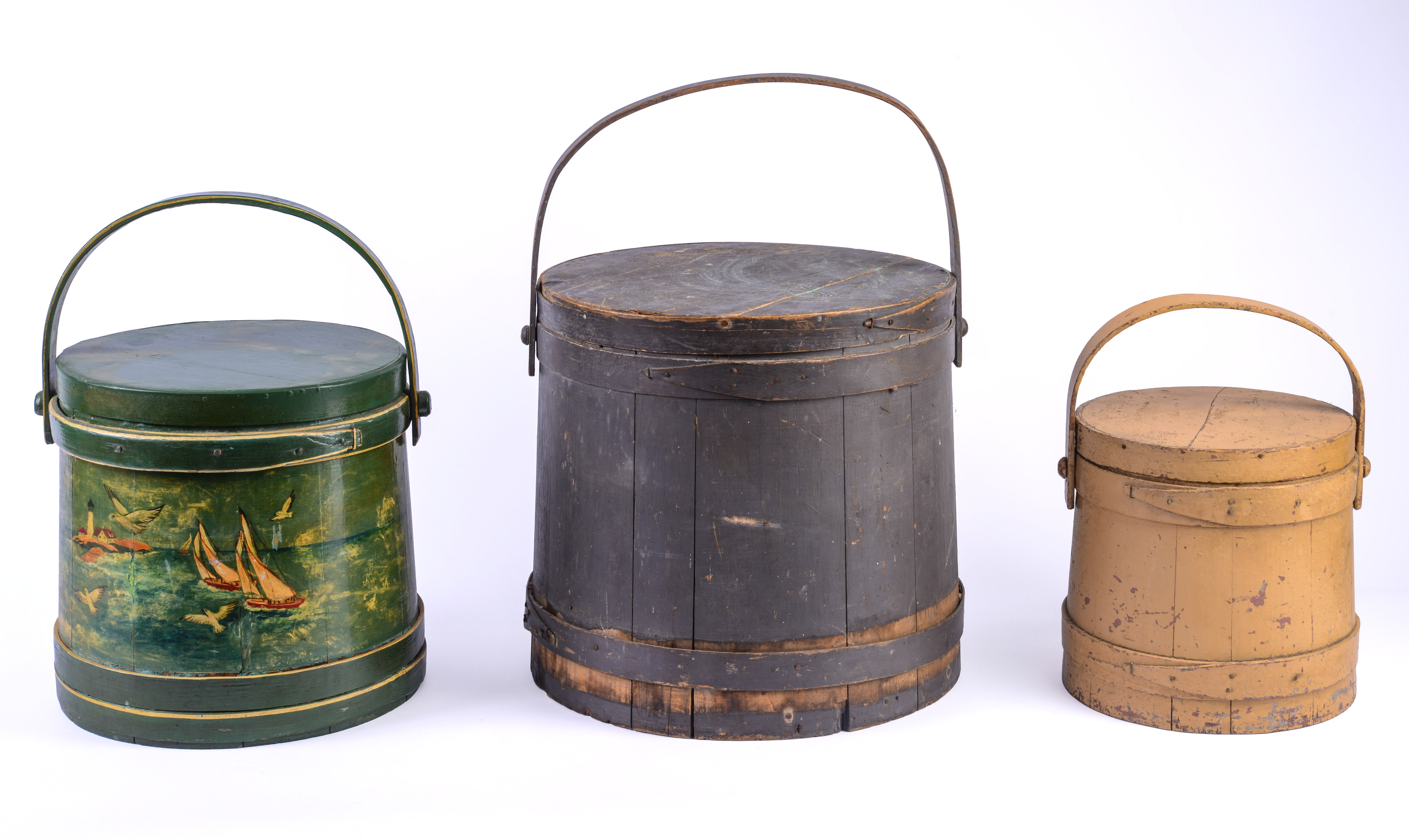 THREE PAINTED FIRKINS.