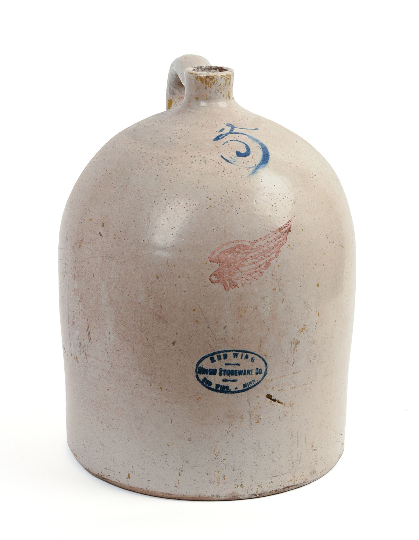 RED WING FIVE-GALLON STONEWARE JUG.
