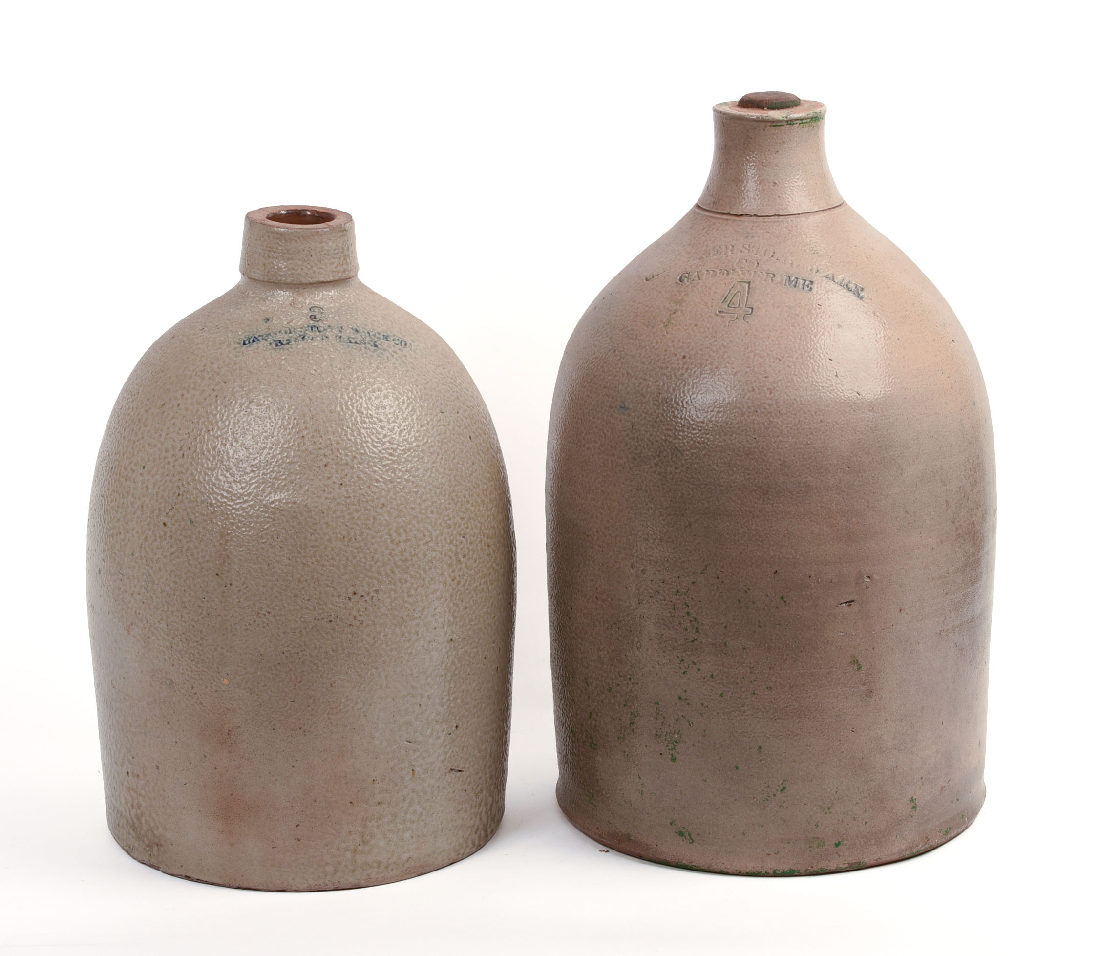TWO LARGE STONEWARE JUGS.