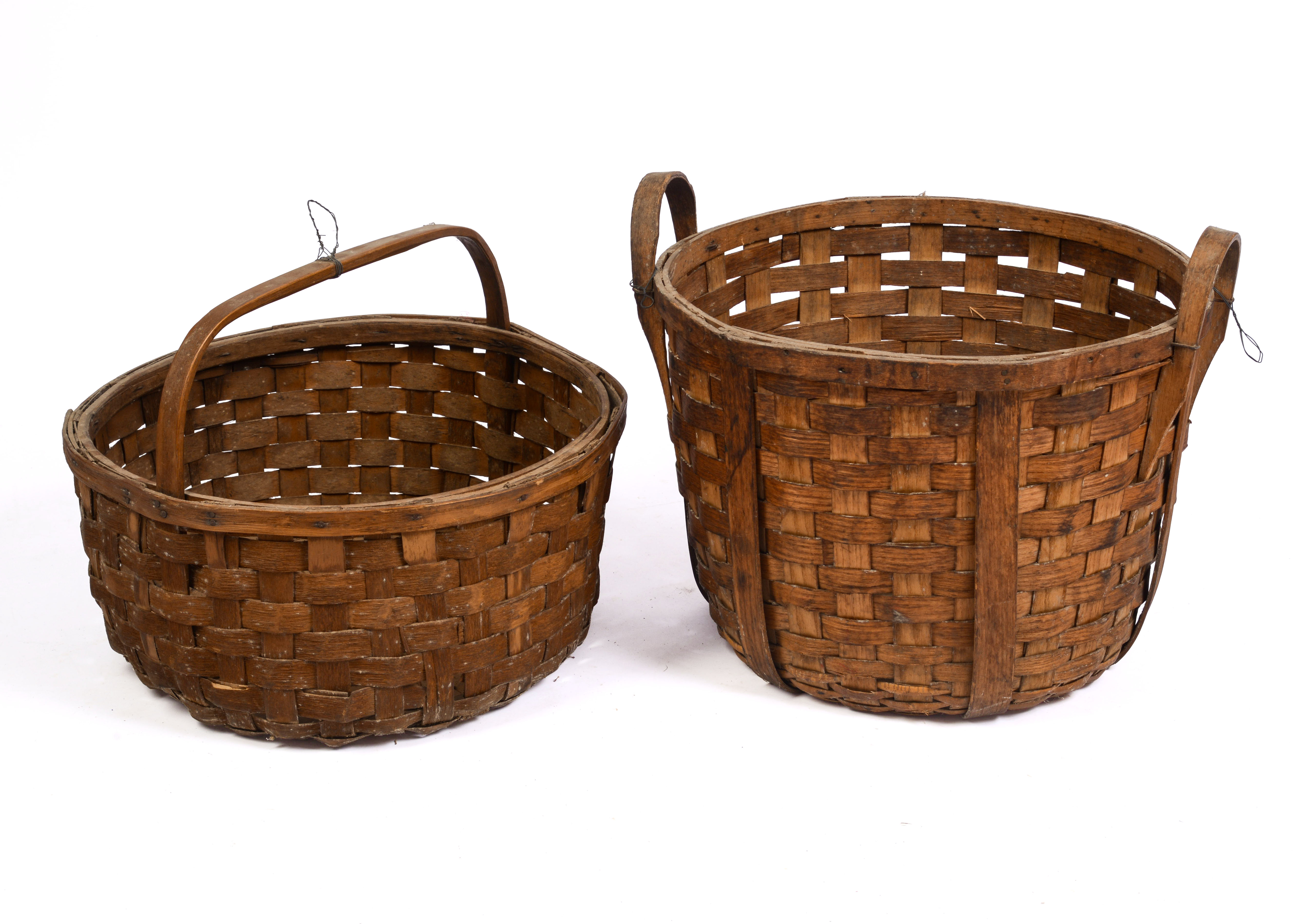 TWO LARGE ANTIQUE BASKETS.