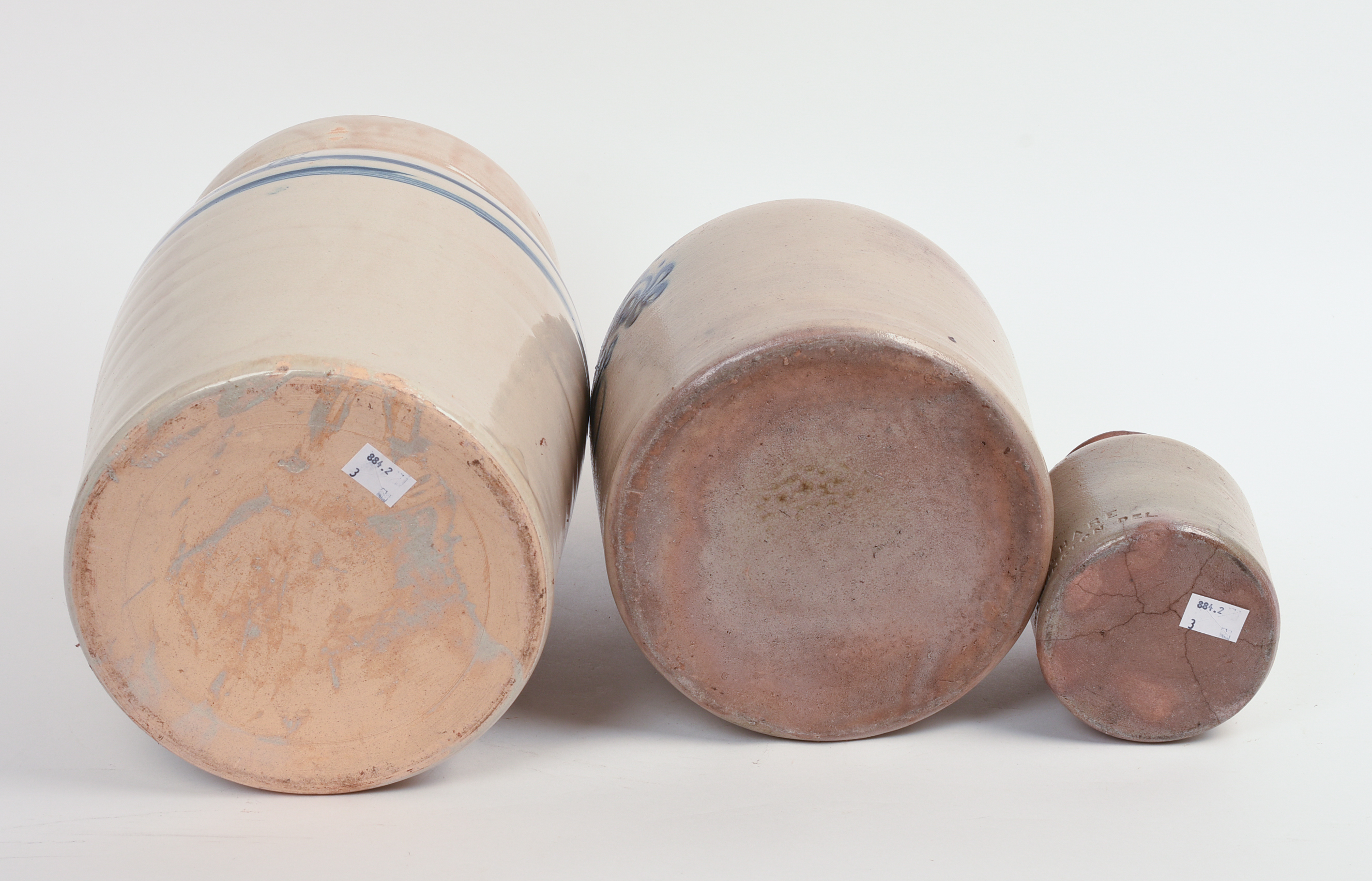 THREE STONEWARE PIECES.