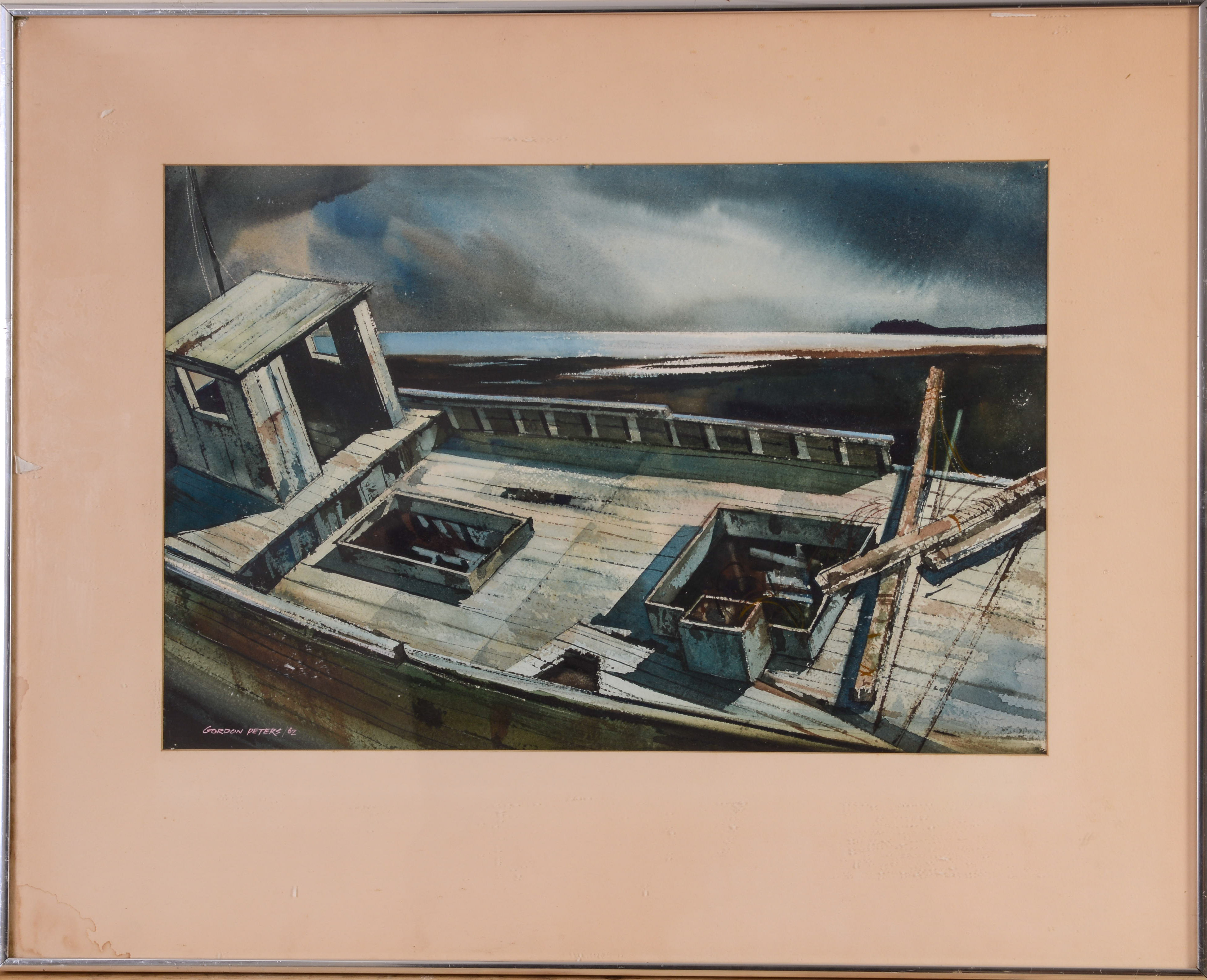 GORDON PETERS (1920-2014). DERELICT FISHING BOAT.