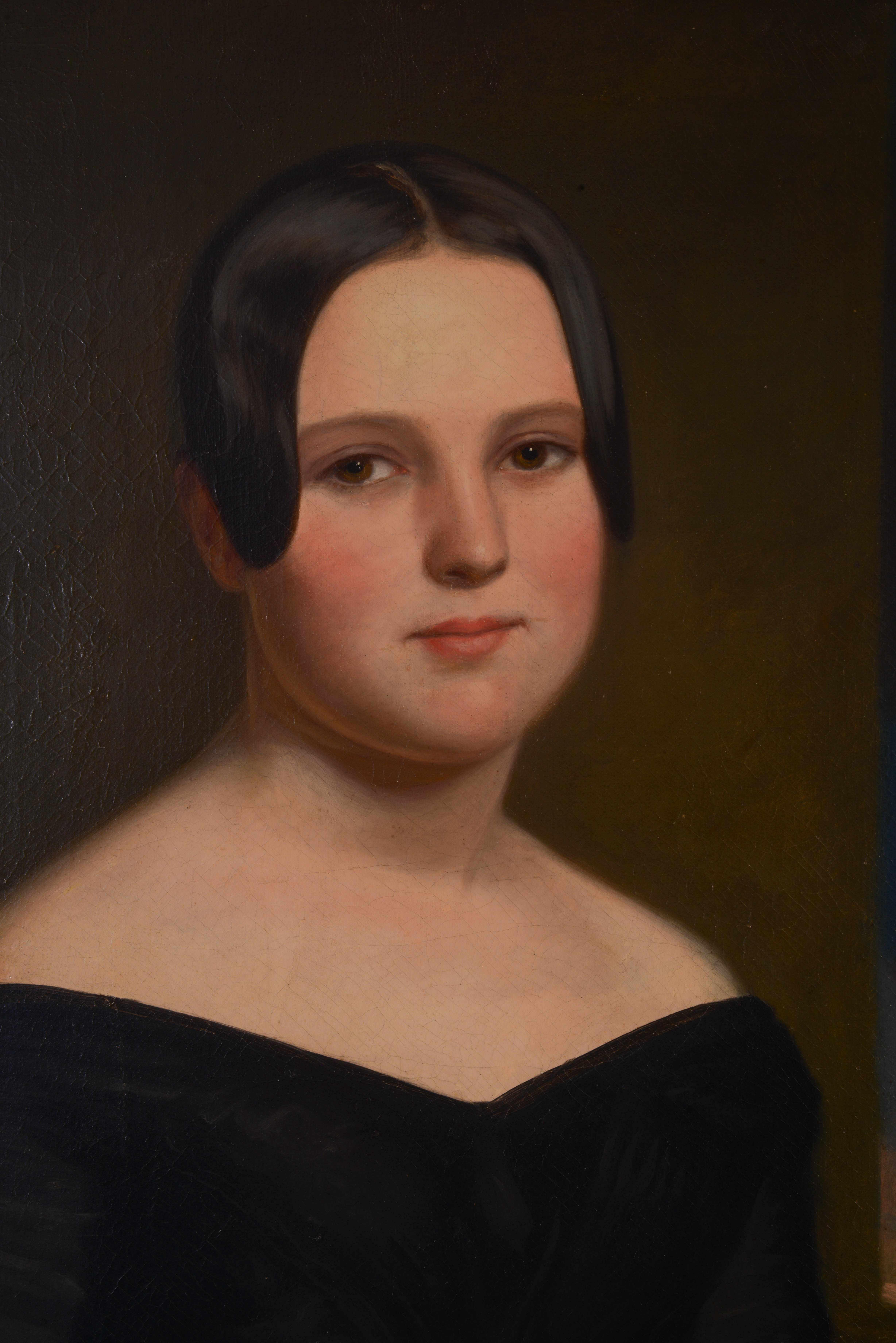 19TH CENTURY AMERICAN SCHOOL FOLK ART PORTRAIT OF A WOMAN.