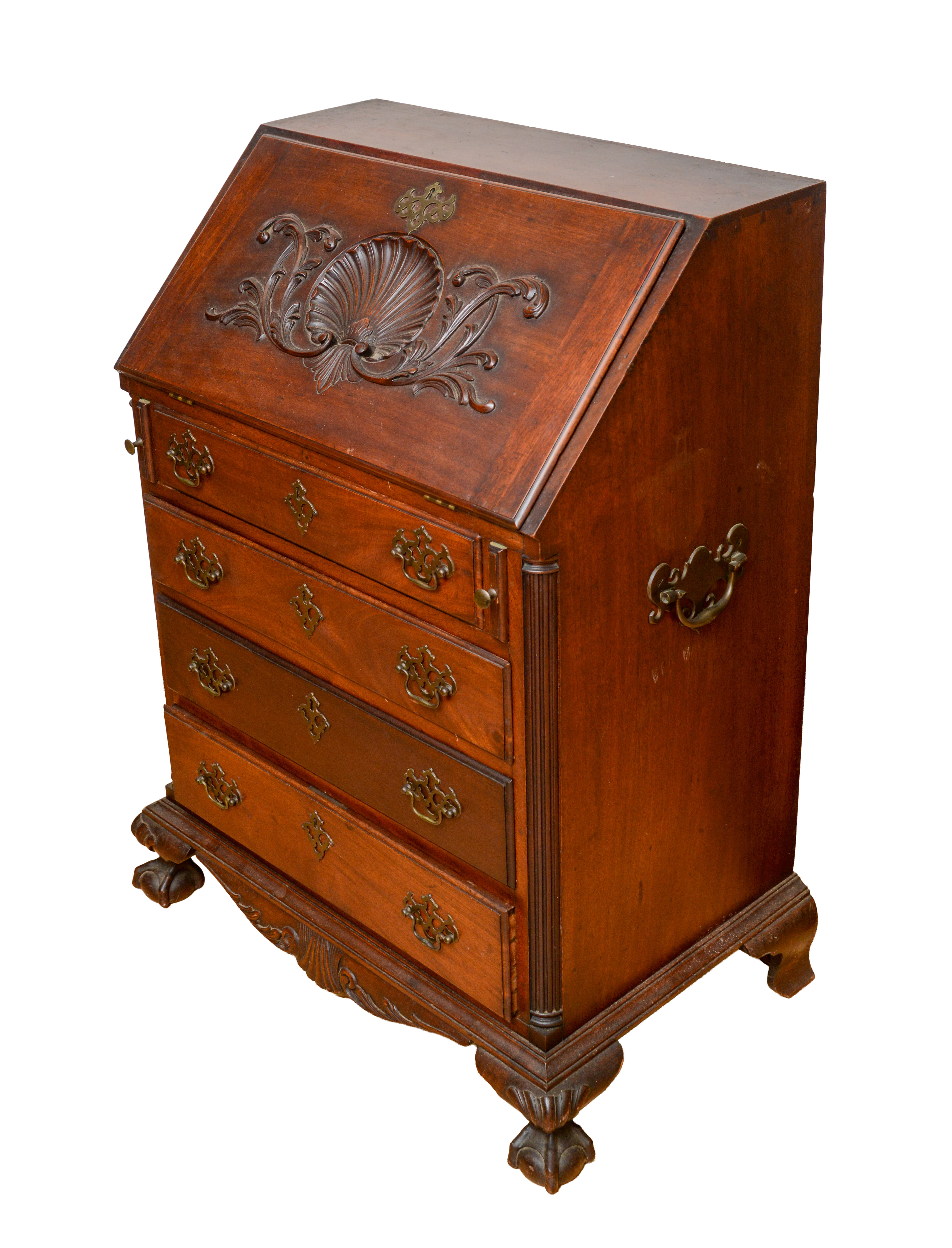DIMINUTIVE CHIPPENDALE STYLE SLANT FRONT DESK.