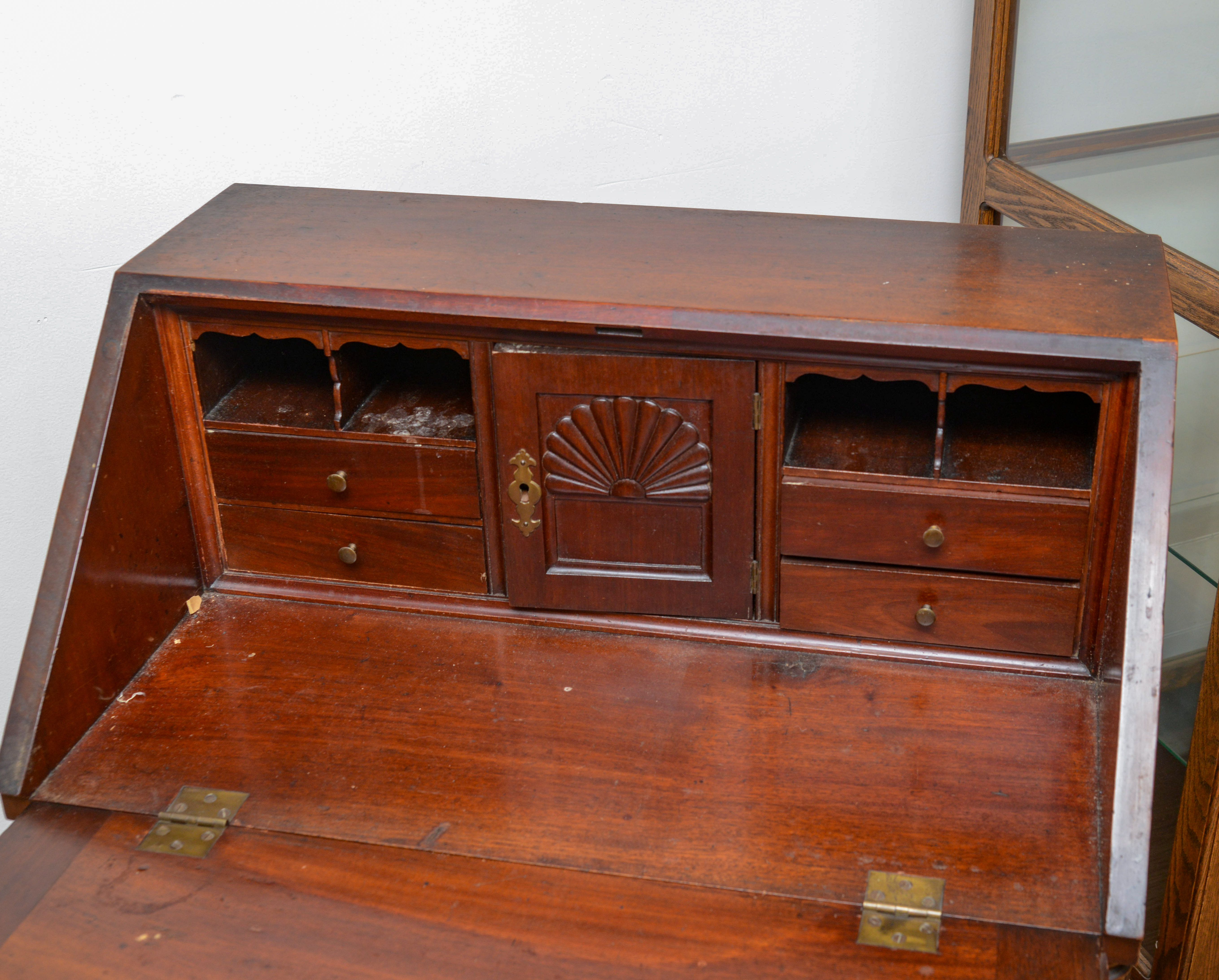 DIMINUTIVE CHIPPENDALE STYLE SLANT FRONT DESK.