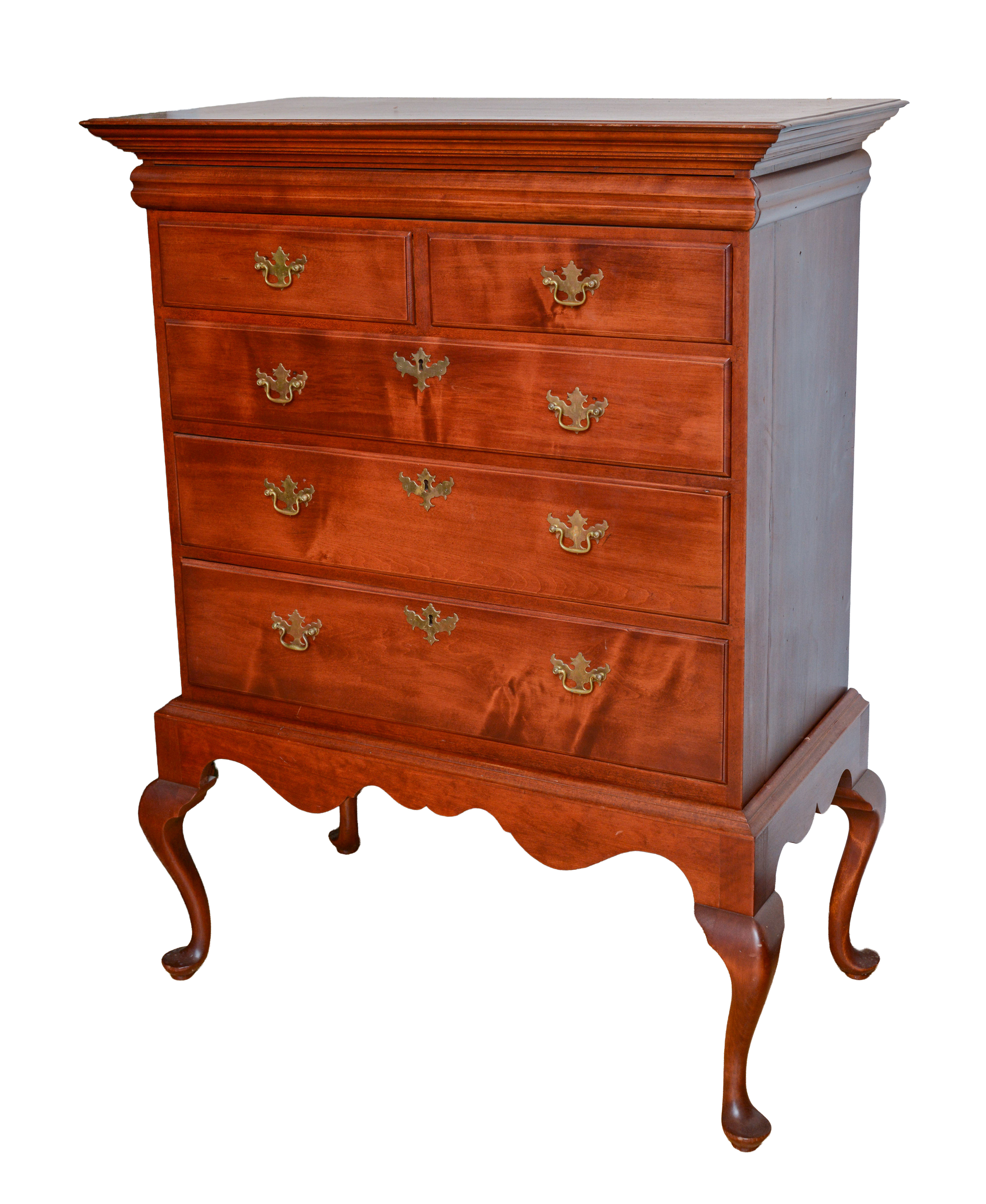 NEW ENGLAND QUEEN ANNE CHEST ON FRAME.