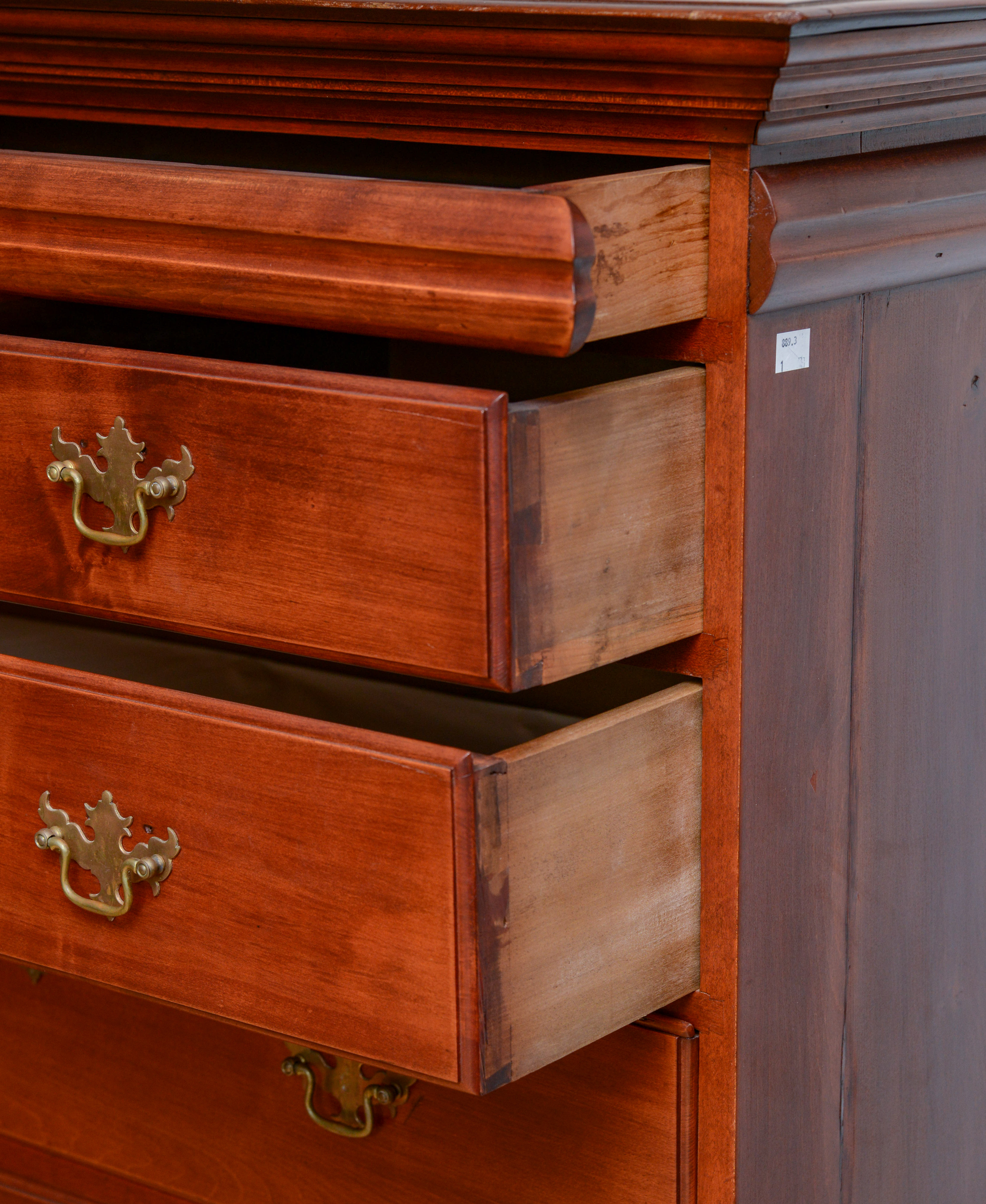 NEW ENGLAND QUEEN ANNE CHEST ON FRAME.