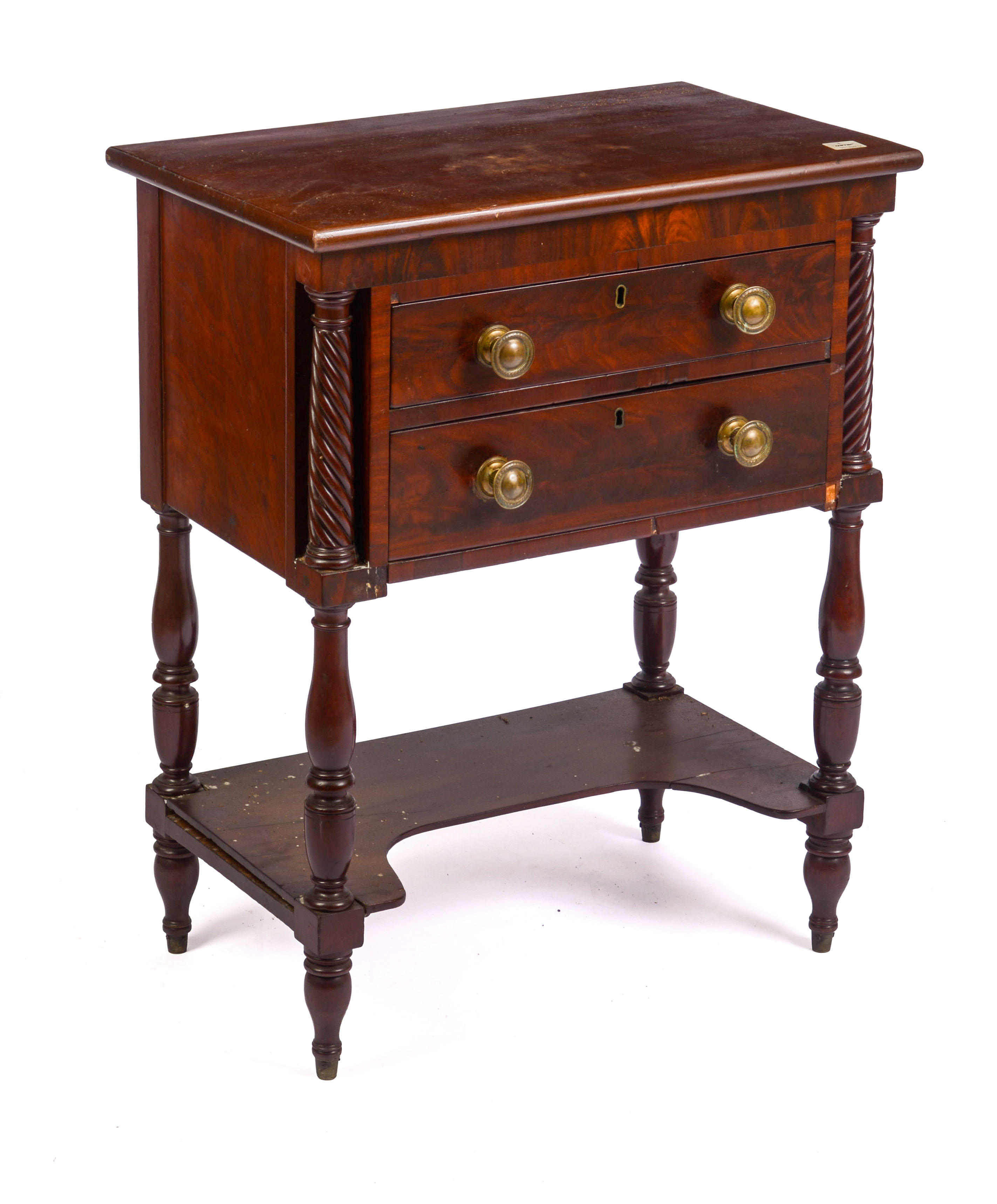 NEW ENGLAND SHERATON TWO DRAWER STAND.