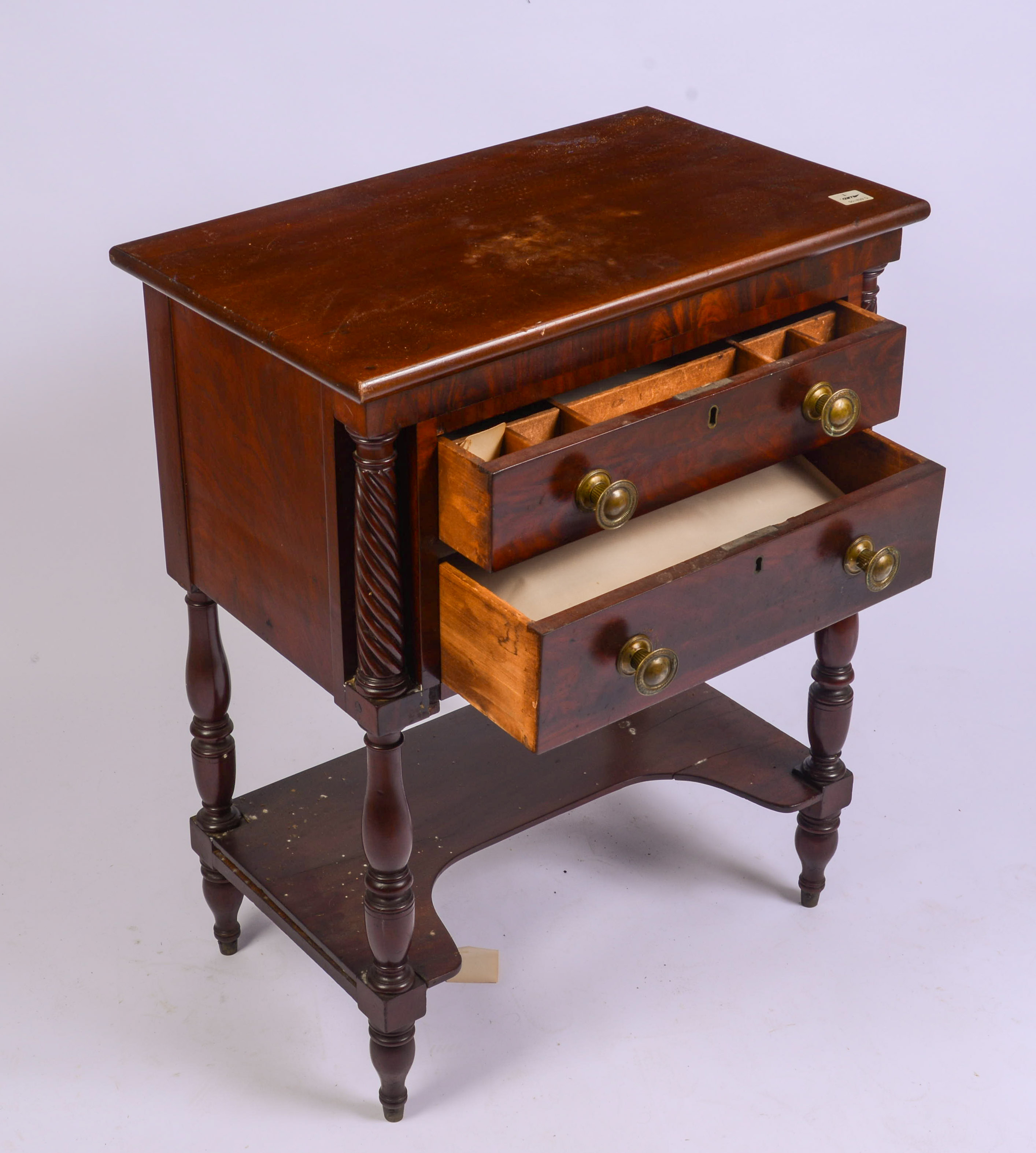 NEW ENGLAND SHERATON TWO DRAWER STAND.